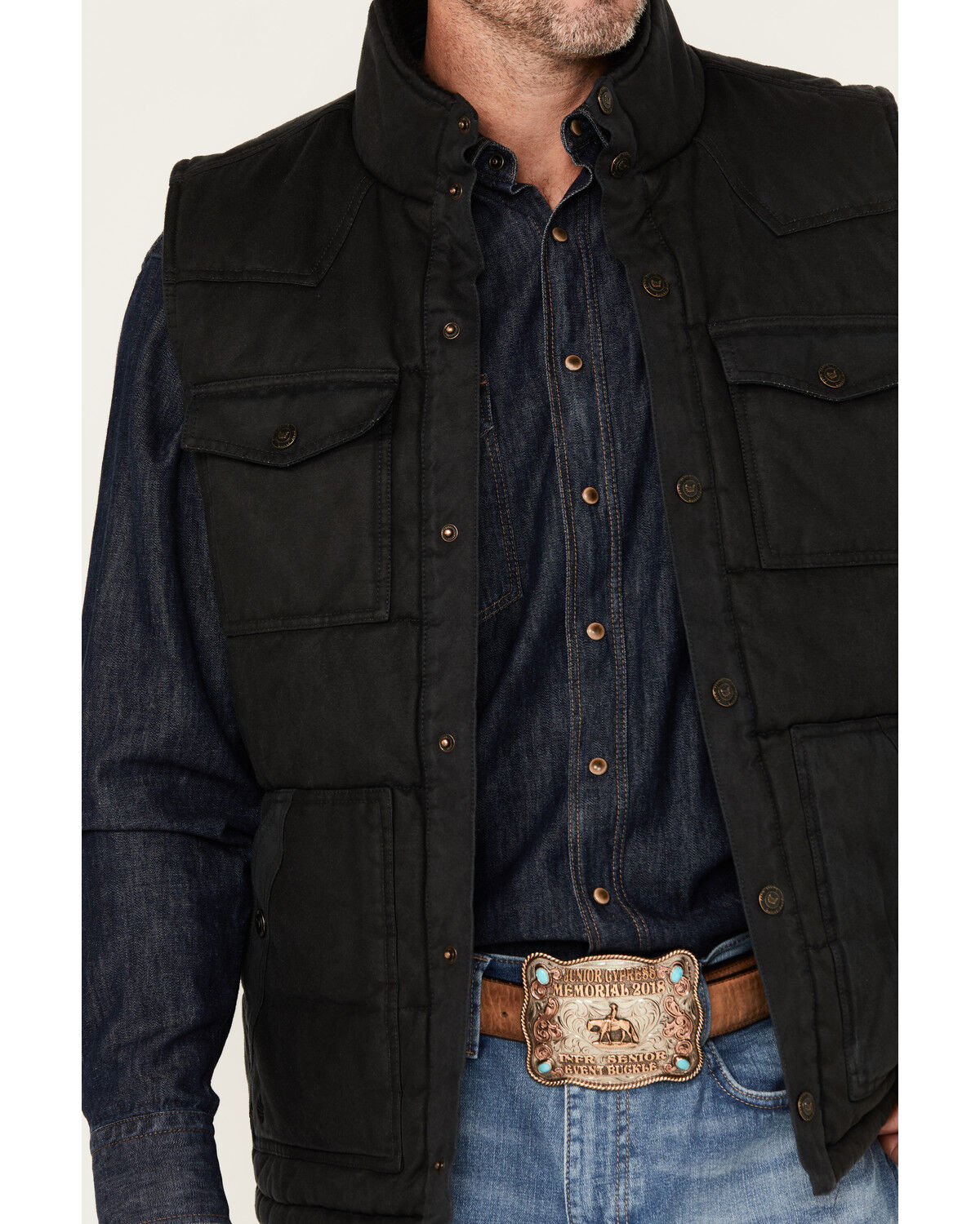 Cody James Men's Quilted Oil Skin Snap Vest