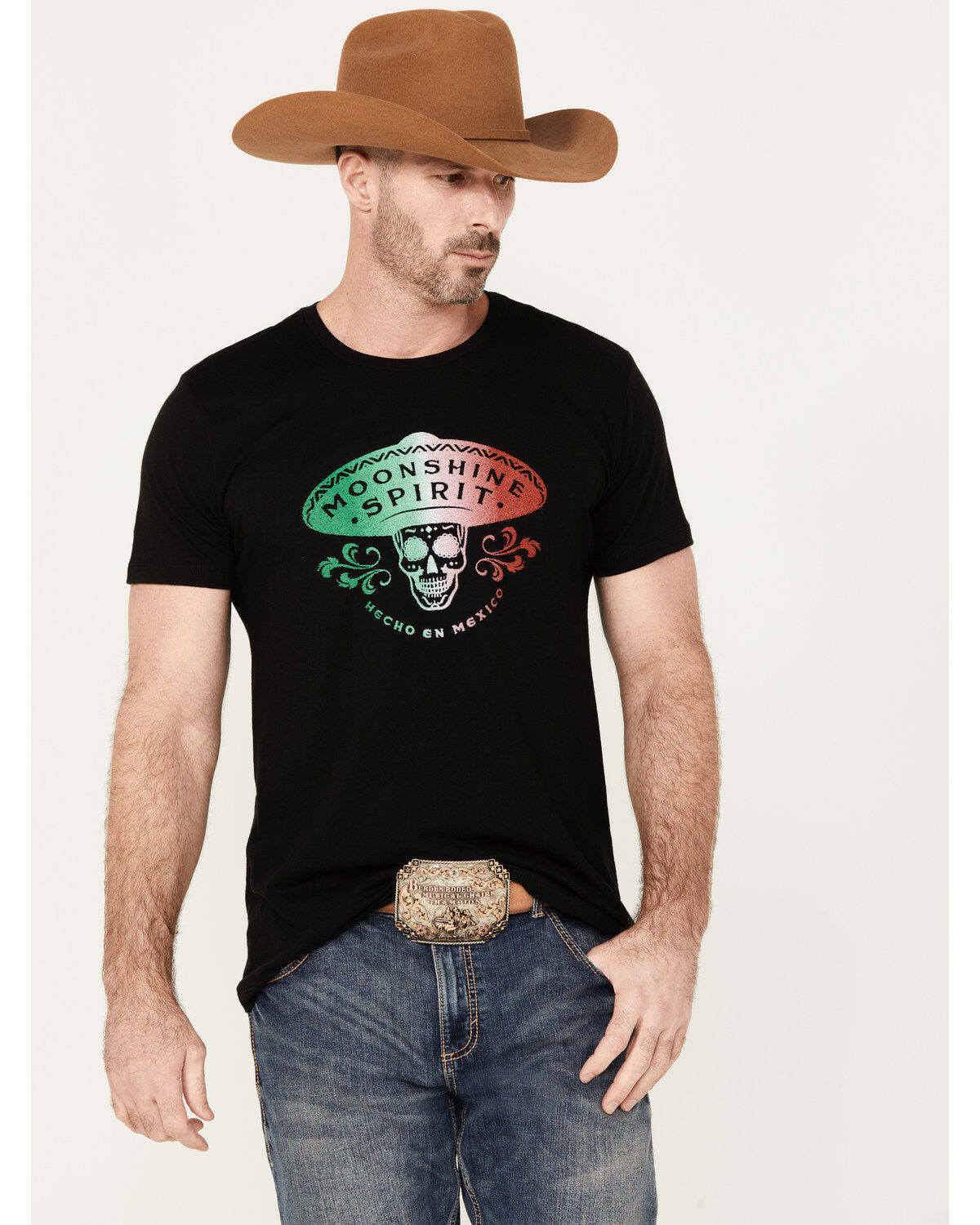 Moonshine Spirit Men's Sombrero Short Sleeve Graphic T-Shirt