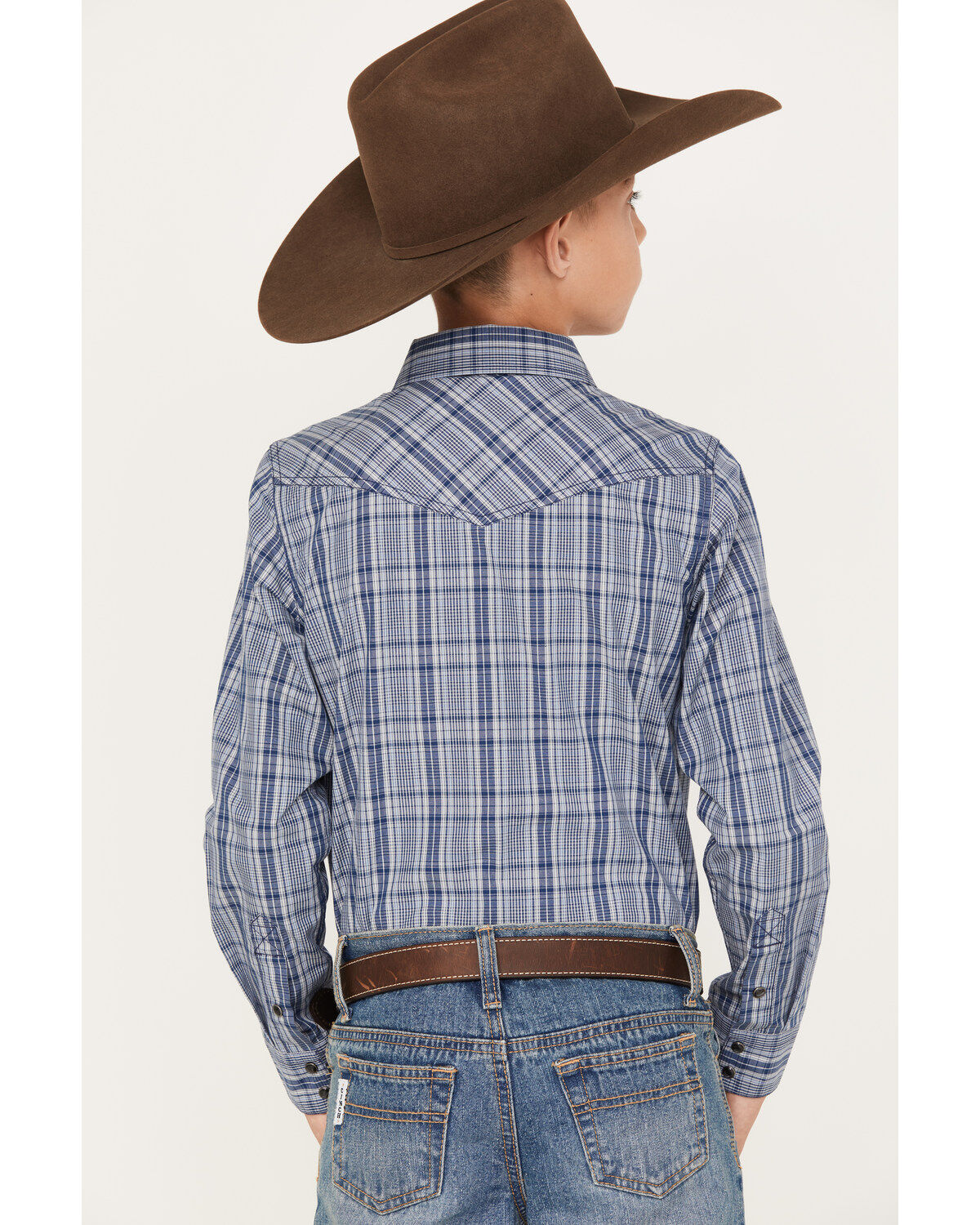 Cody James Boys' Creek Plaid Print Long Sleeve Snap Western Shirt