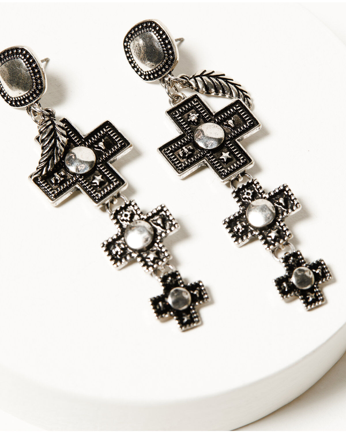 Shyanne Women's Southwestern Antique Stacked Cross Earrings