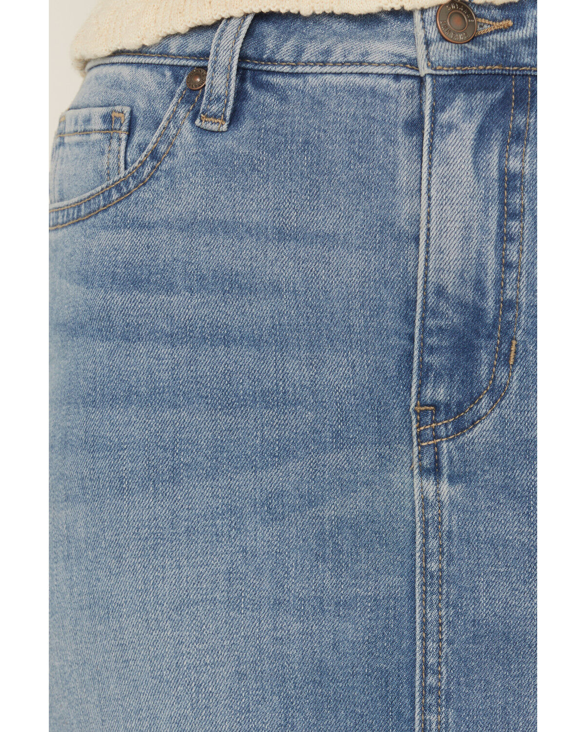 Shyanne Women's Ontario Light Wash Midi Stretch Denim Skirt