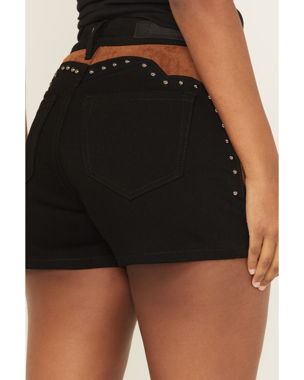 Rock & Roll Denim Women's Faux Suede High Rise Studded Shorts