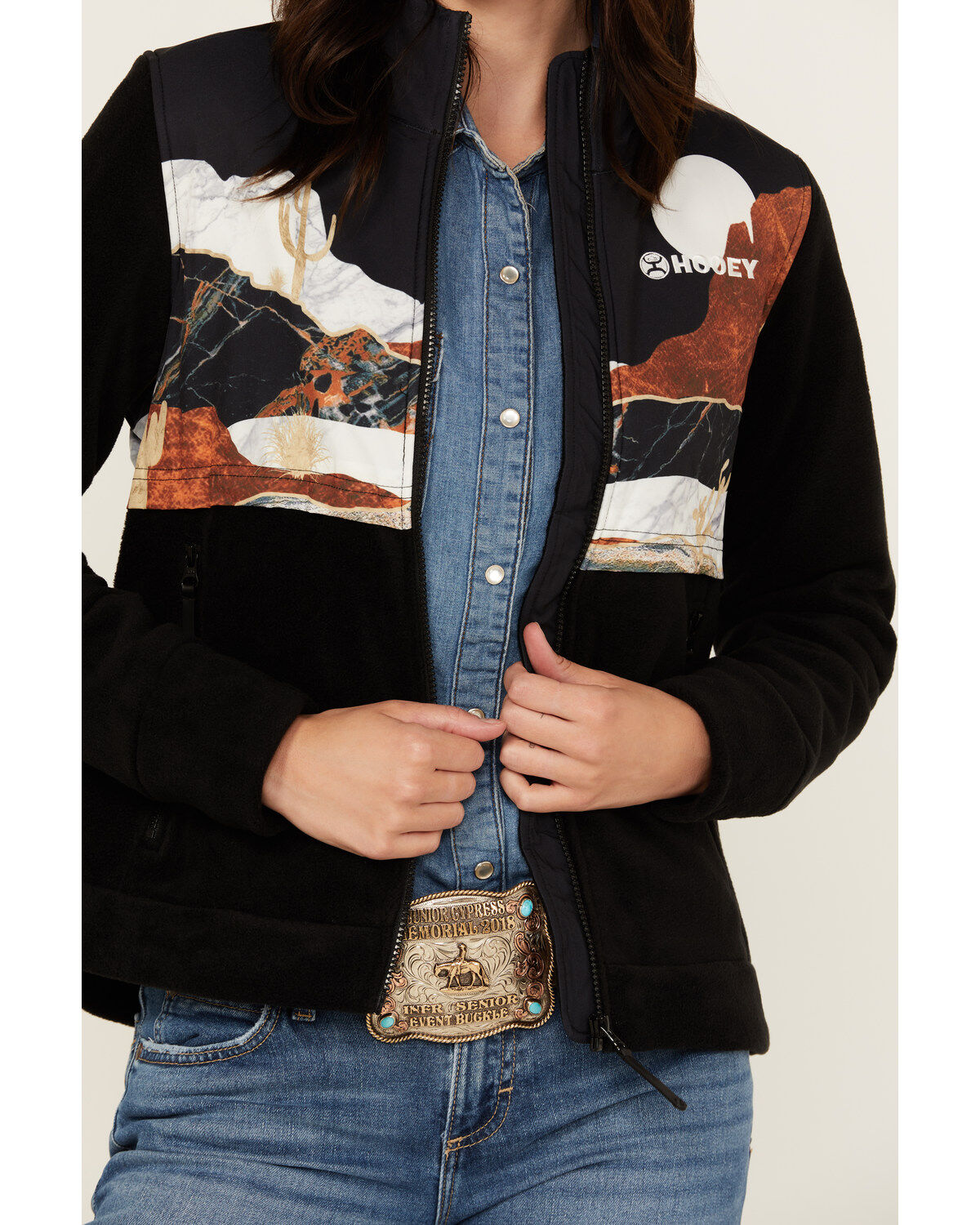 Hooey Women's Landscape Print Tech Fleece Jacket