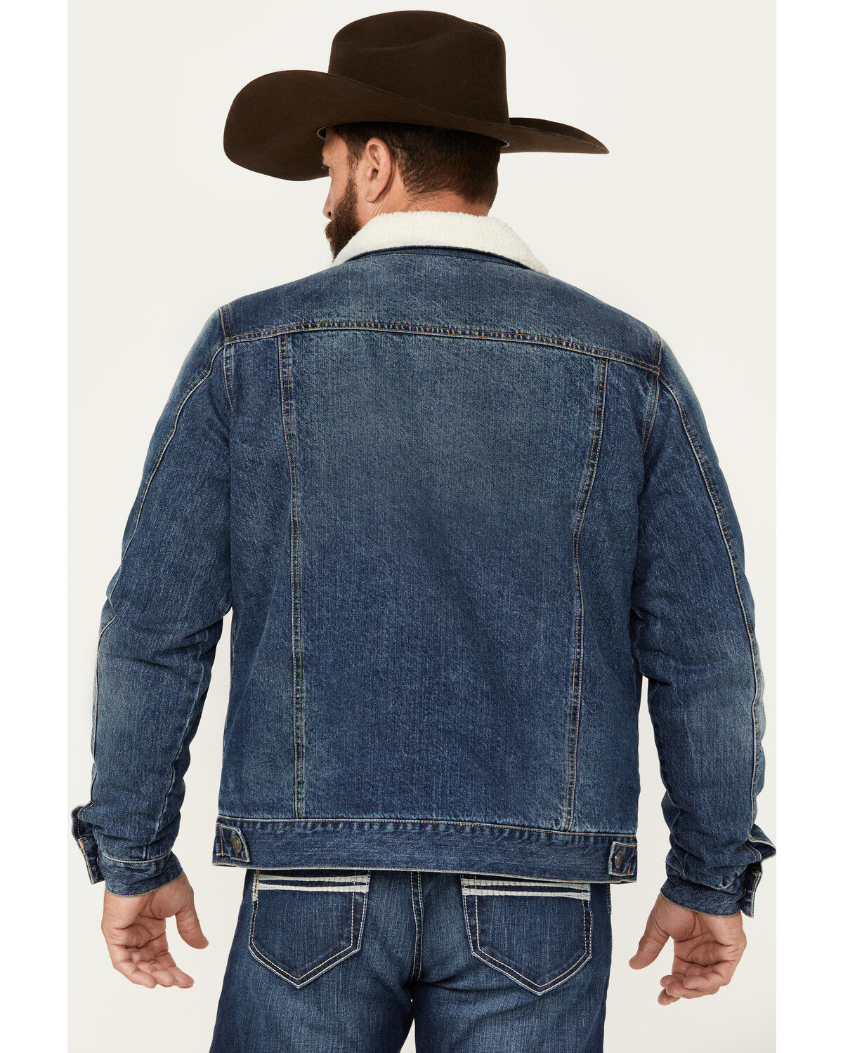 Cody James Men's Medium Wash Snap Sherpa Denim Jacket