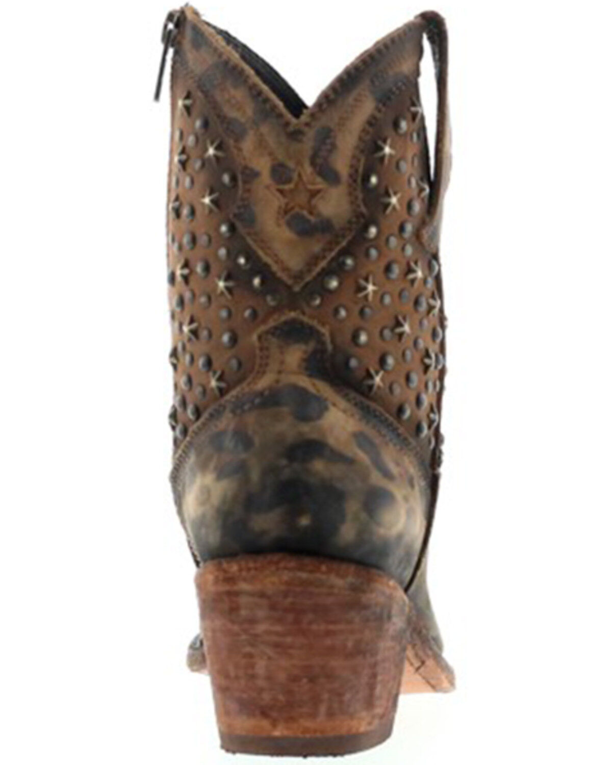 Caborca Silver by Liberty Black Women's Leopard Print Studded Short Western Boots - Snip Toe