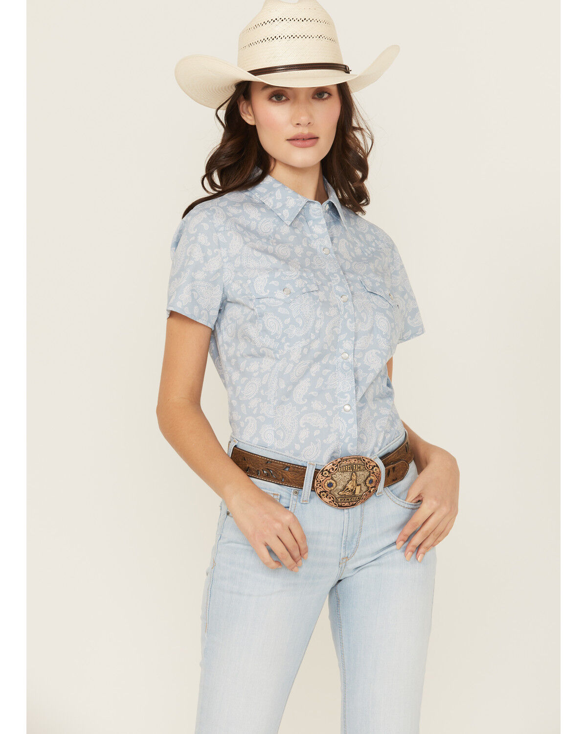 Wrangler Retro Women's Boot Barn Exclusive Paisley Print Short Sleeve Pearl Snap Western Shirt