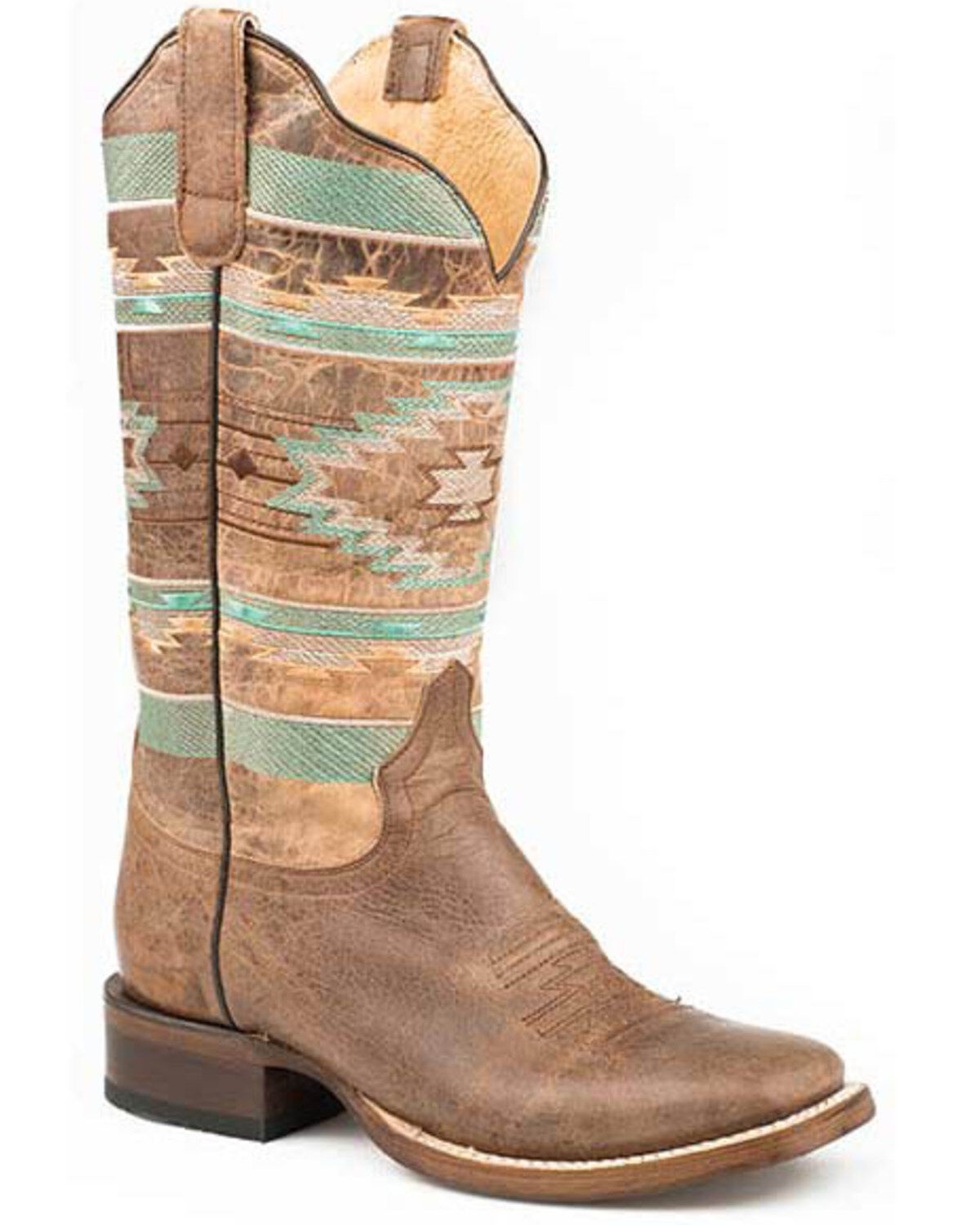 Roper Women's Southwestern Embroidery Western Boots - Square Toe