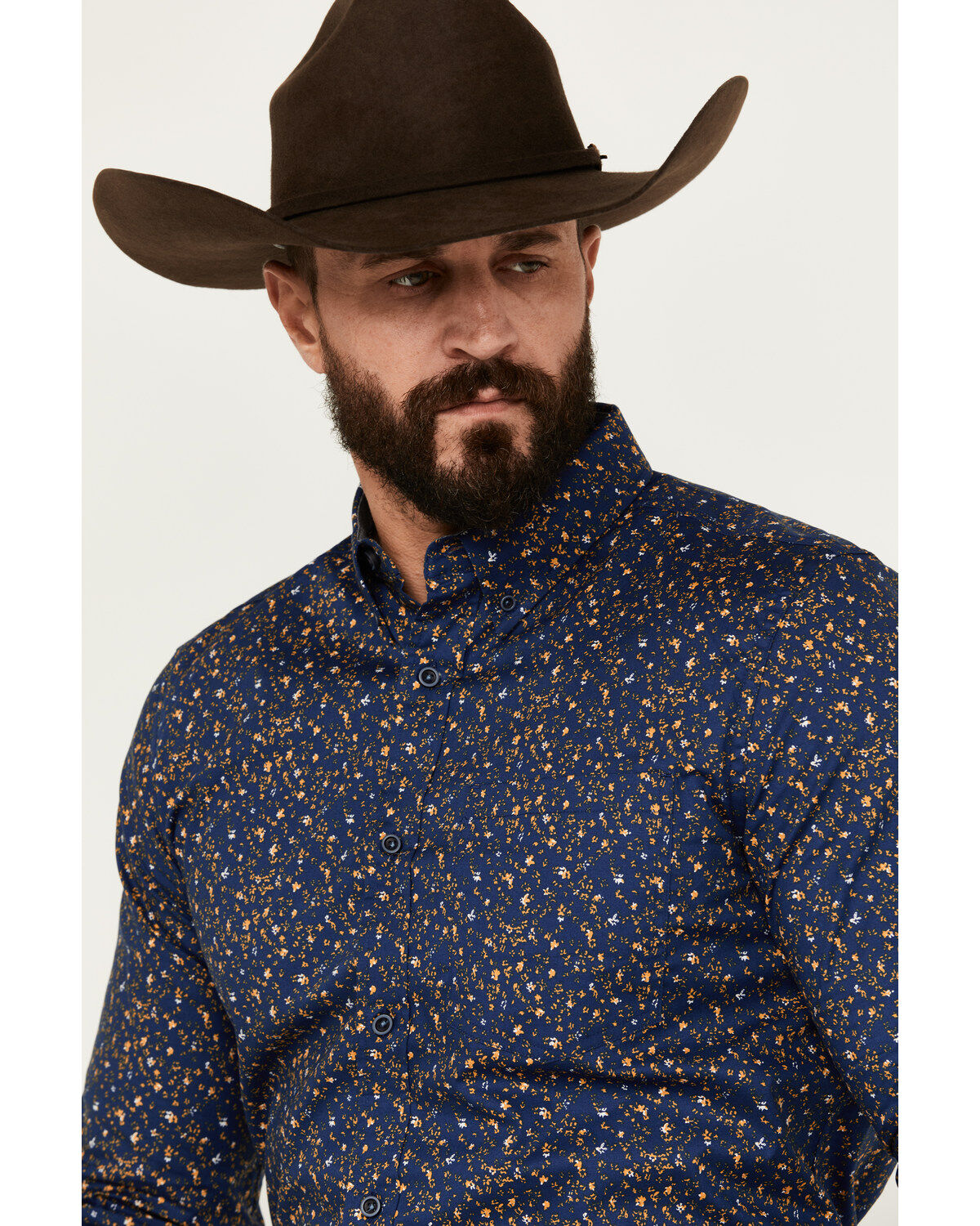 Cody James Men's Meadowlark Floral Print Long Sleeve Button-Down Stretch Western Shirt - Big