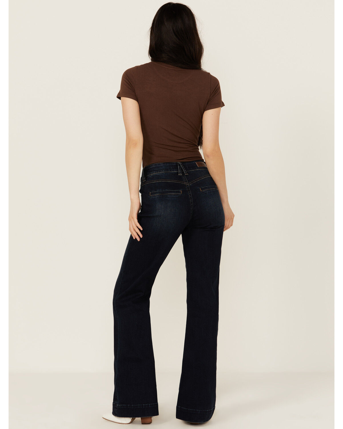 Rock & Roll Denim Women's Dark Wash High Rise Welt Pocket Trouser Stretch Denim Jeans