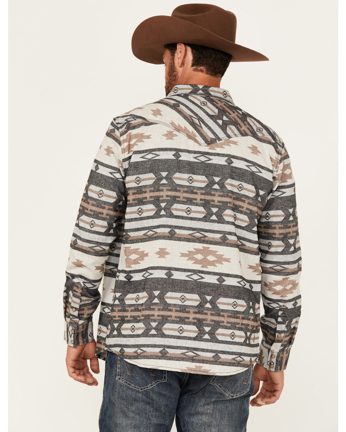 Moonshine Spirit Men's Gun Shop Southwestern Print Long Sleeve Snap Flannel Shirt