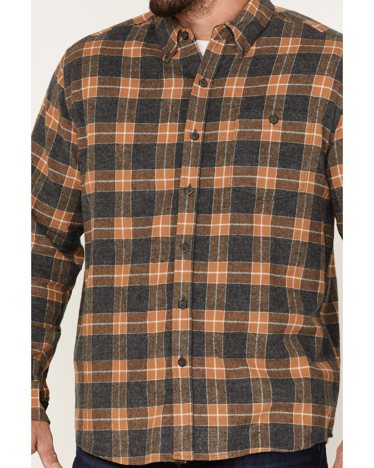 North River Men's Small Plaid Flannel Long Sleeve Button-Down Shirt