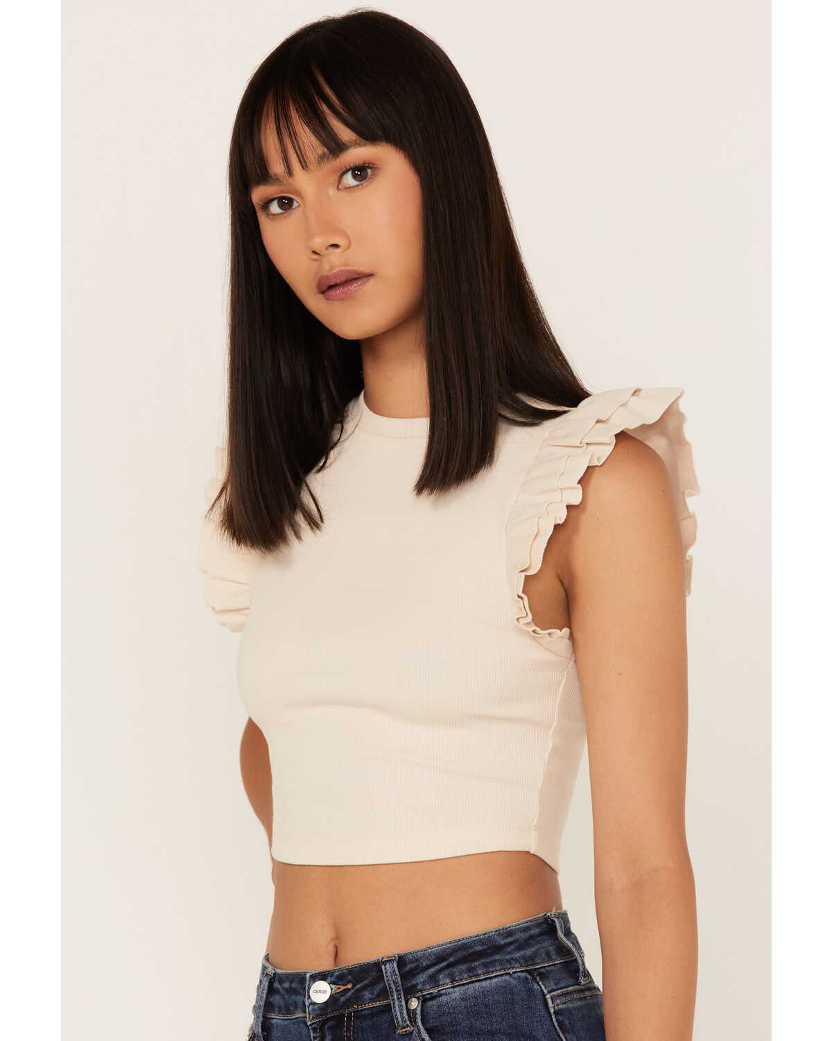 Shyanne Women's Ribbed Ruffle Crop Top