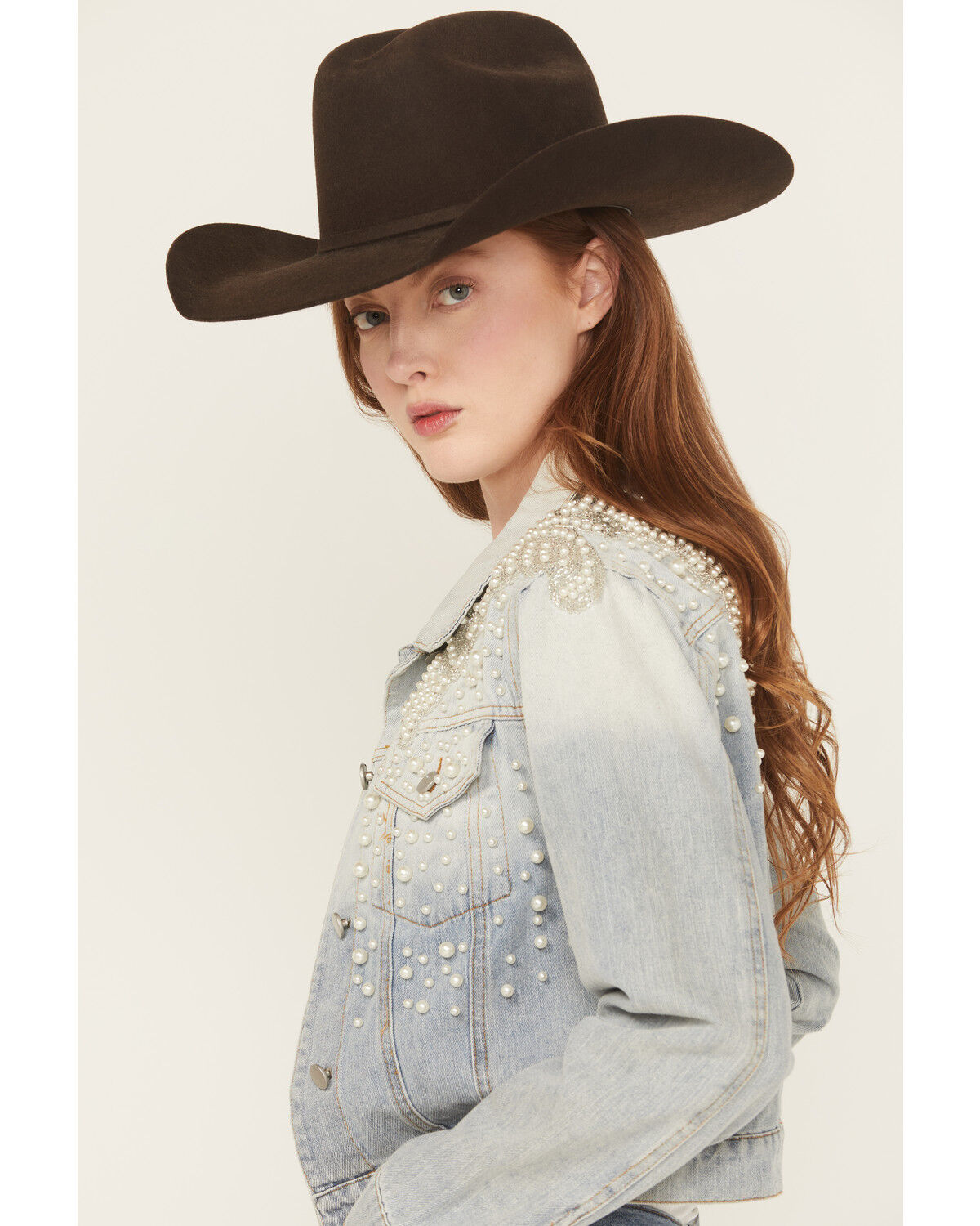 Saints & Hearts Women's Light Wash Embellished Denim Jacket