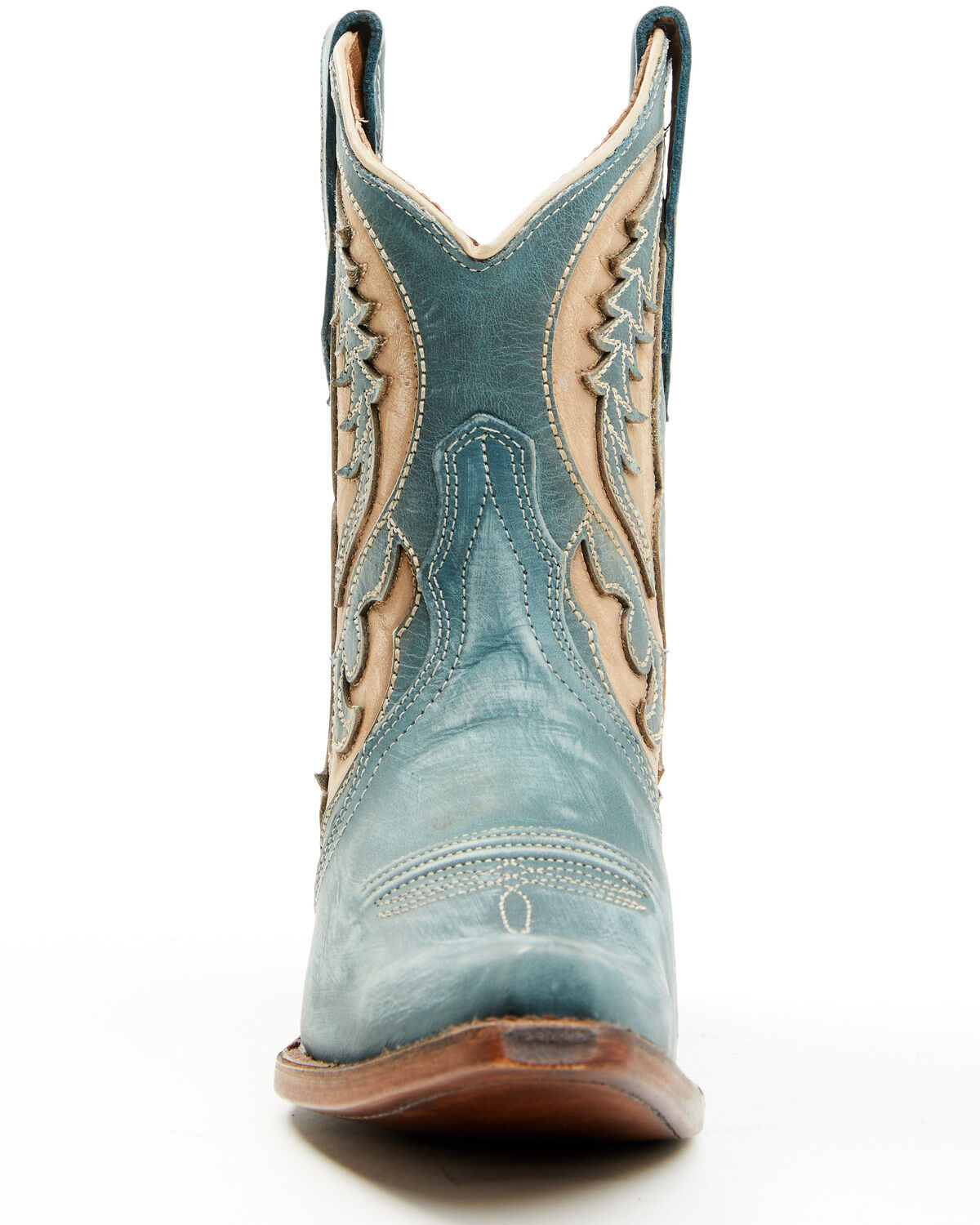 Circle G Women's Distressed Inlay Western Booties - Snip Toe