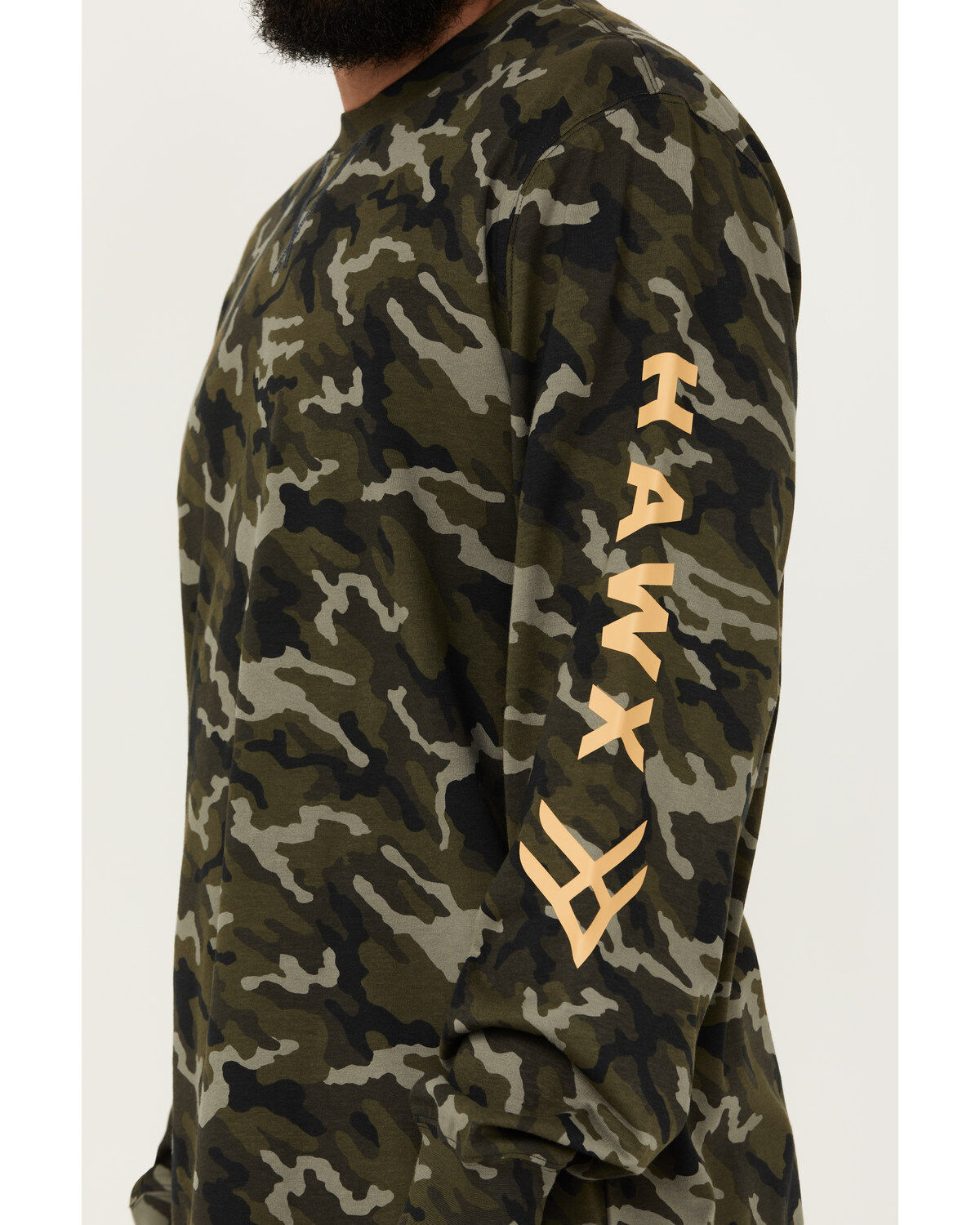 Hawx Men's Camo Print Long Sleeve Logo T-Shirt
