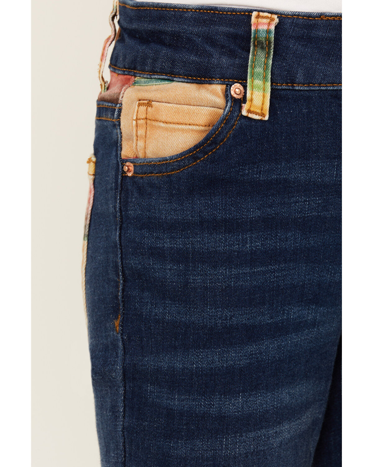 Ranch Dress'n Girls' Medium Wash Serape Pocket Stretch Regular Bootcut Jeans