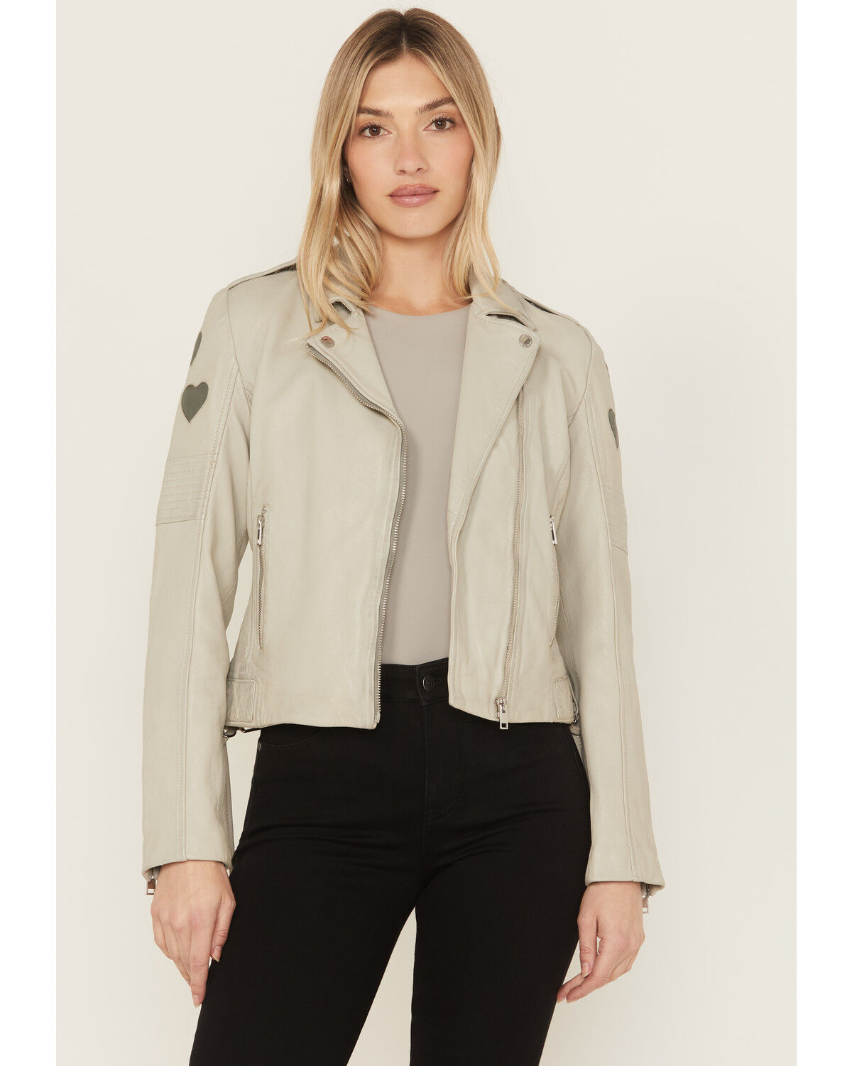 Mauritius Leather Women's Reo Heart Leather Moto Jacket