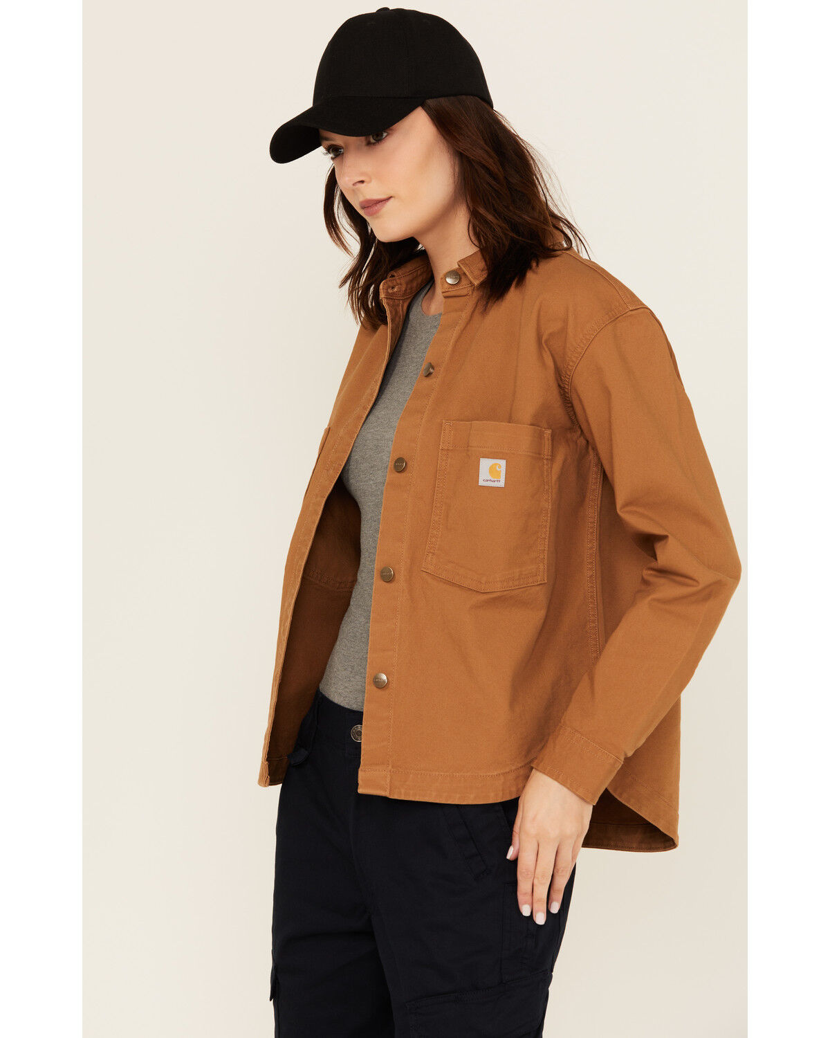 Carhartt Women's Rugged FleX™ Loose Fit Heavyweight Duck Long Sleeve Button-Down Overshirt