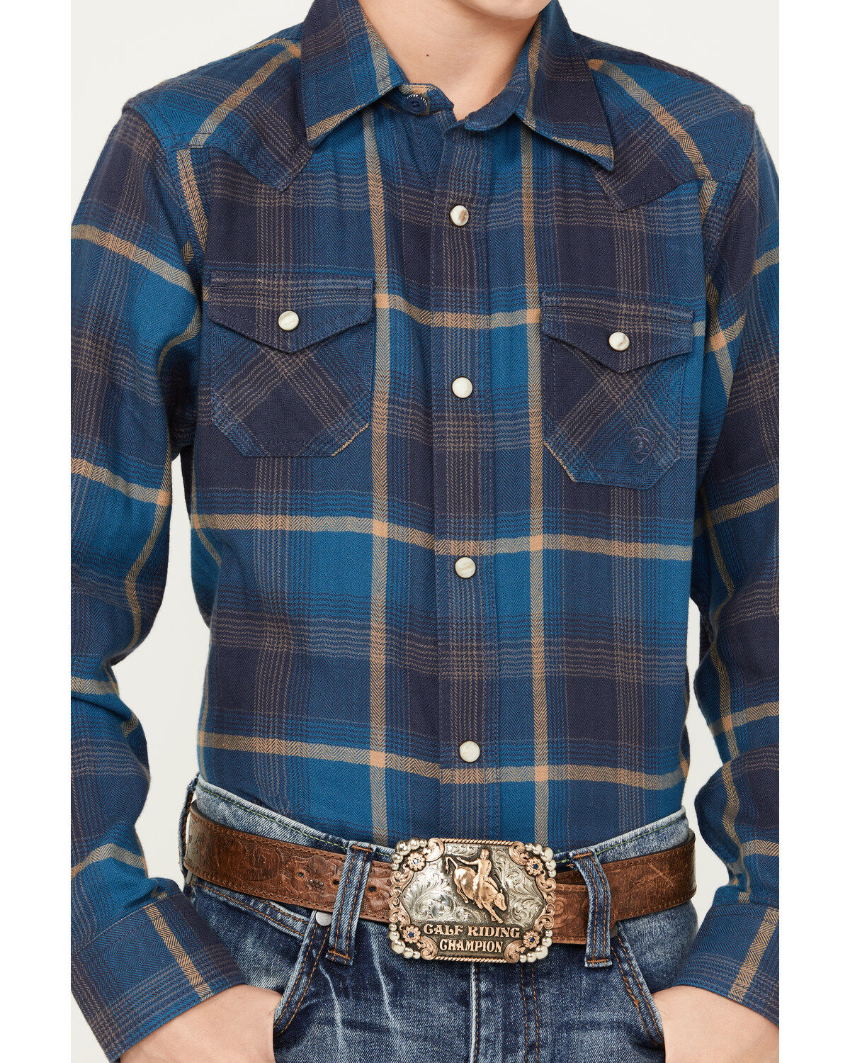 Ariat Boys' Harland Plaid Print Long Sleeve Snap Western Shirt