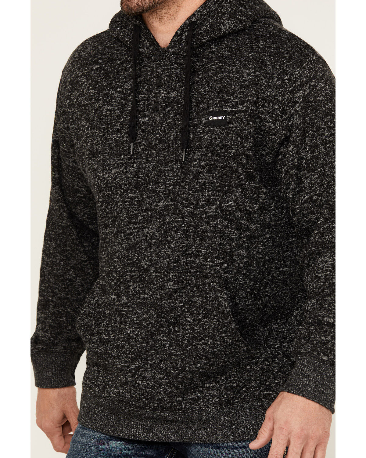 Hooey Men's Jimmy Speckled Henley Hooded Pullover