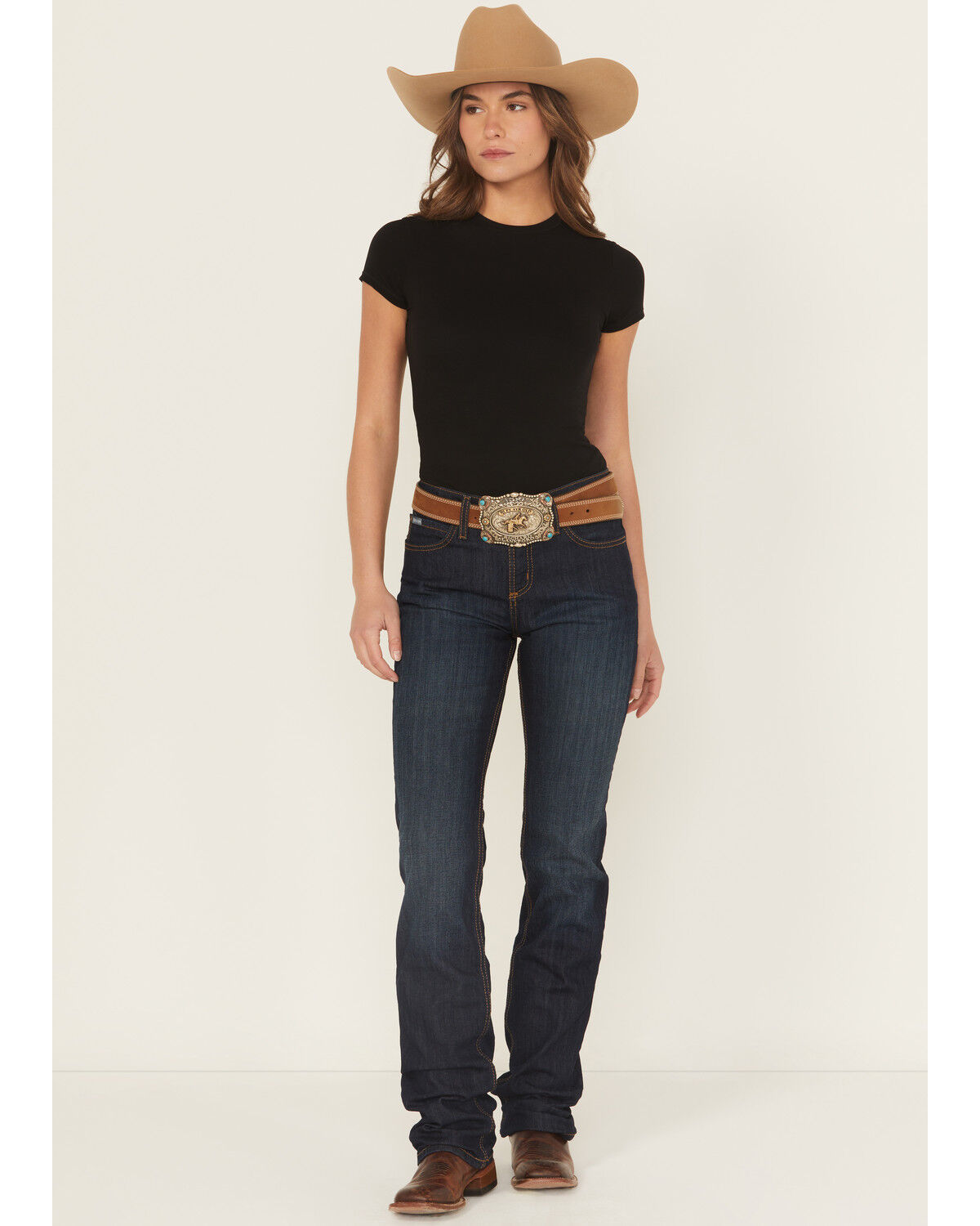 Cinch Women's Jenna Dark Wash Straight Leg Relaxed Fit Stretch Denim Jeans