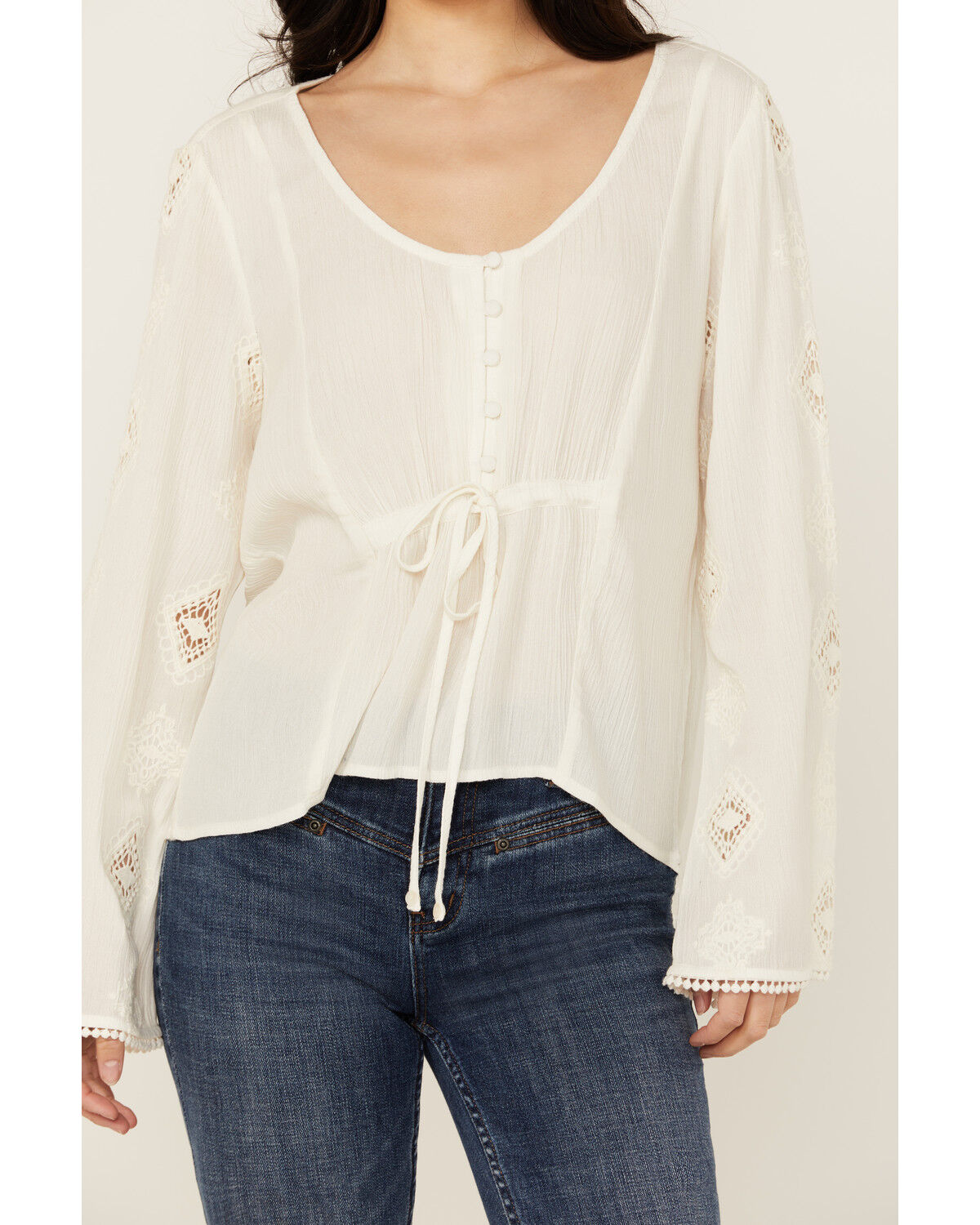 Idyllwind Women's Sharondale Button-Down Embroidered Bell Sleeve Top
