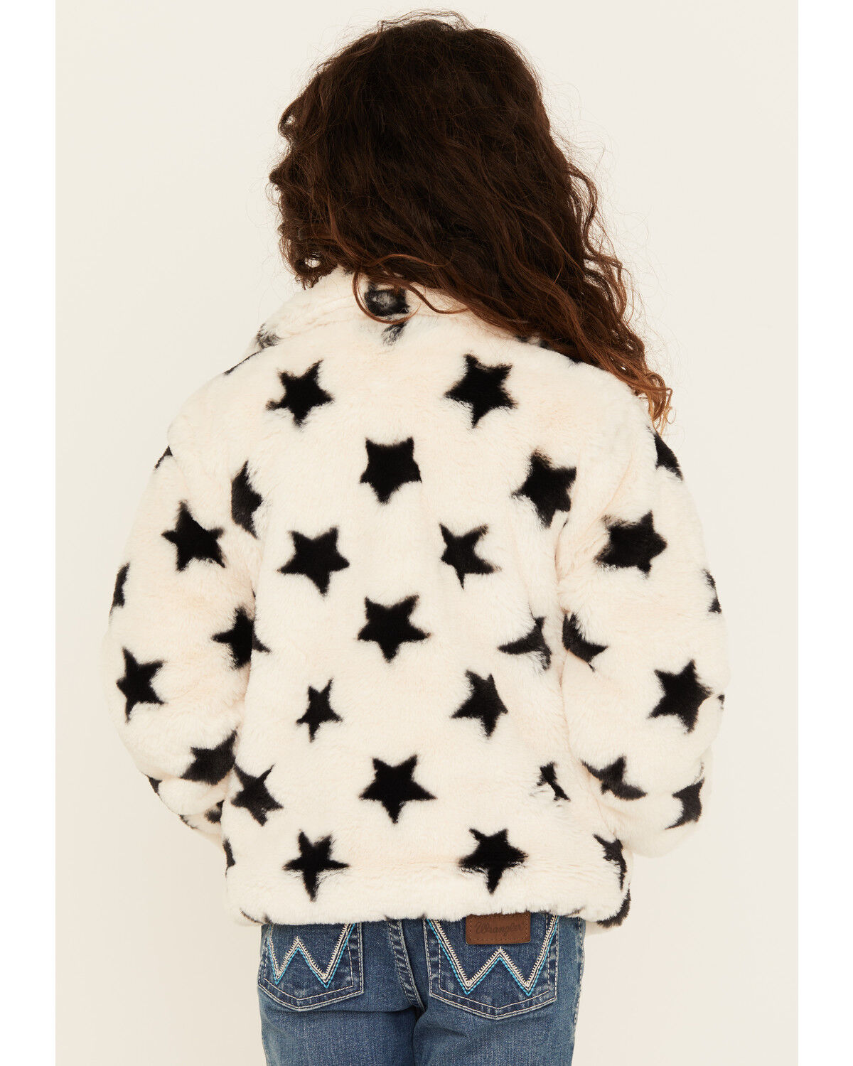 Urban Republic Girls' Star Print Faux Fur Moto Jacket