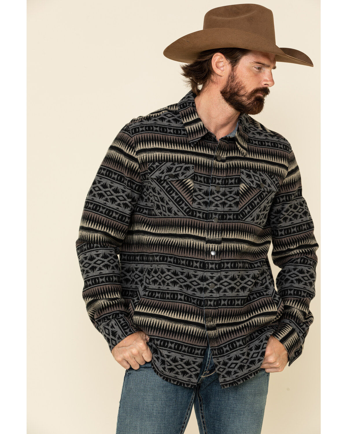 Rock & Roll Denim Men's Jacquard Southwestern Print Border Jacket
