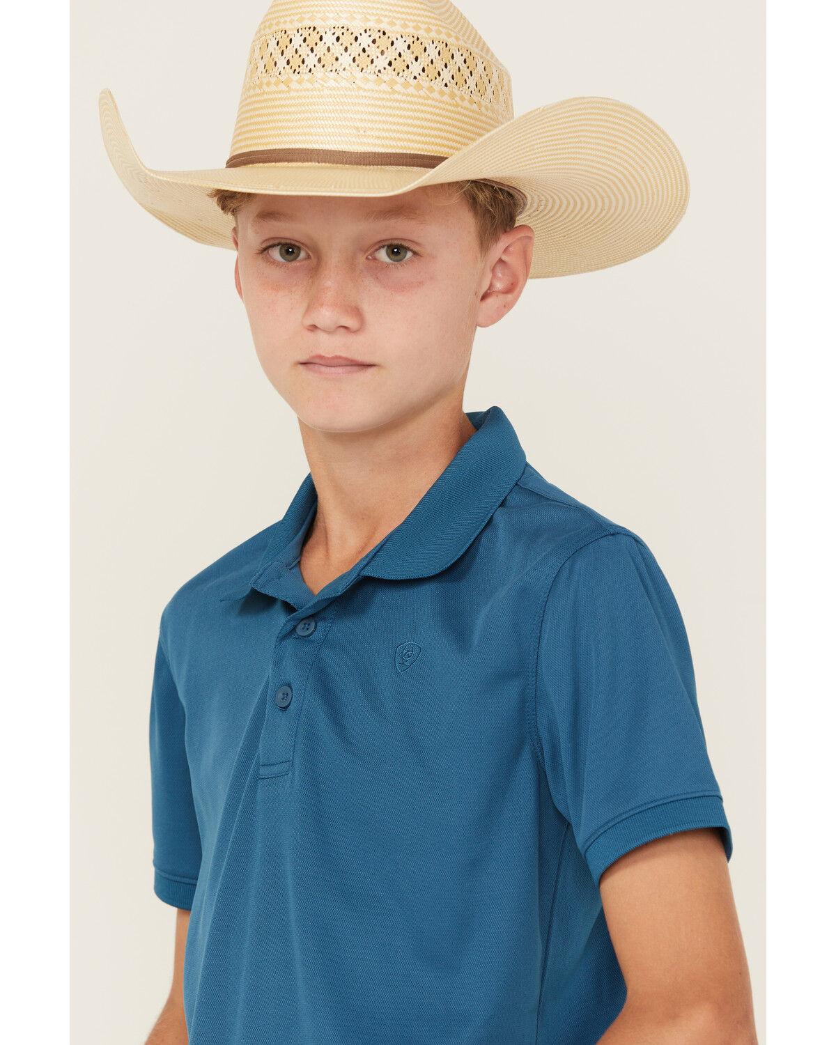 Ariat Boys' Tek Short Sleeve Button-Down Polo Shirt
