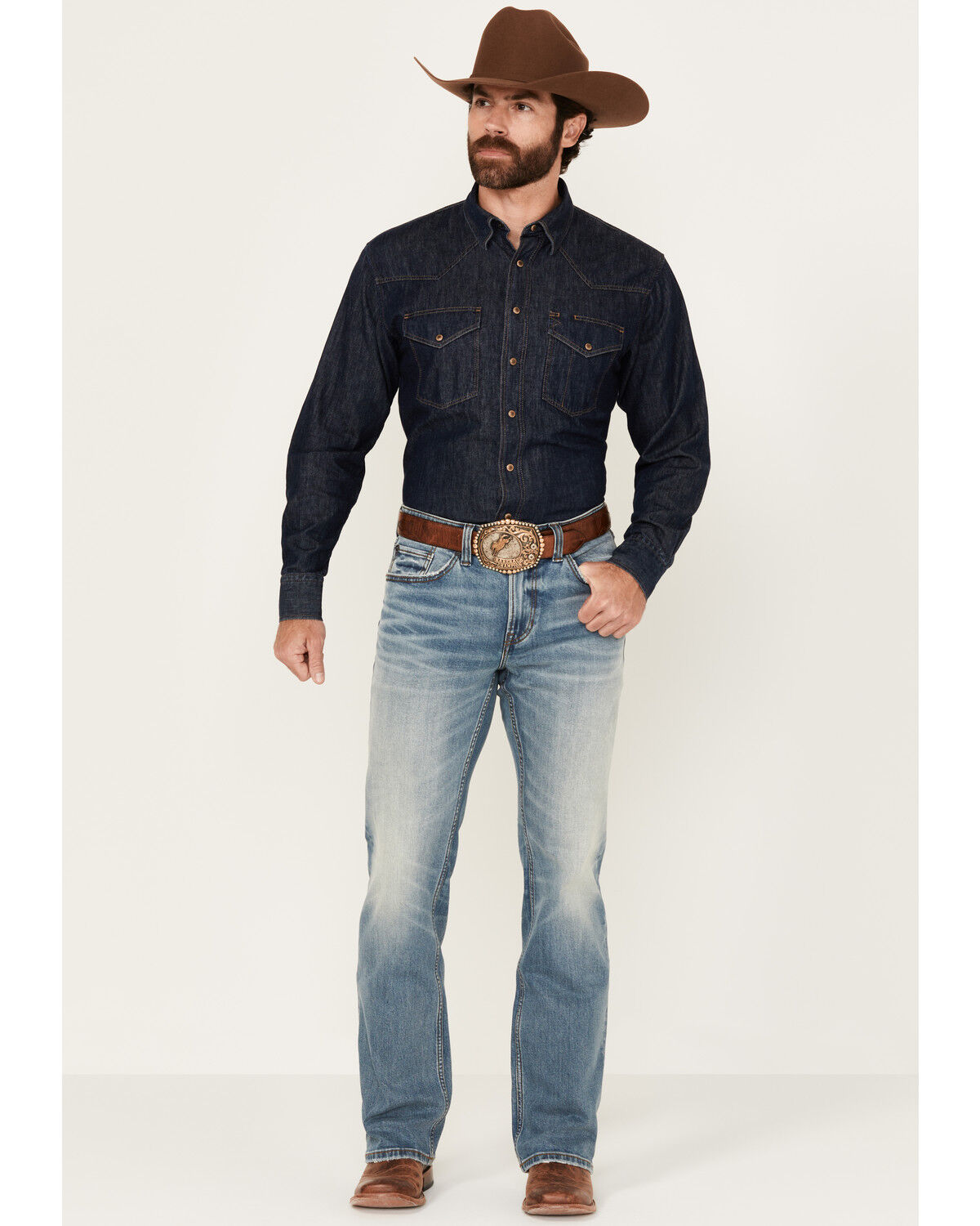 RANK 45® Men's Bodie Medium Wash Slim Bootcut Performance Stretch Denim Jeans