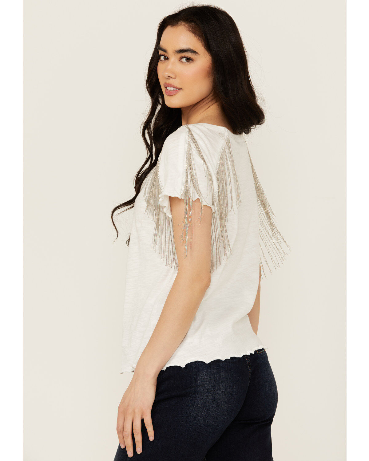 Blue B Women's Fringe Shoulder Tee