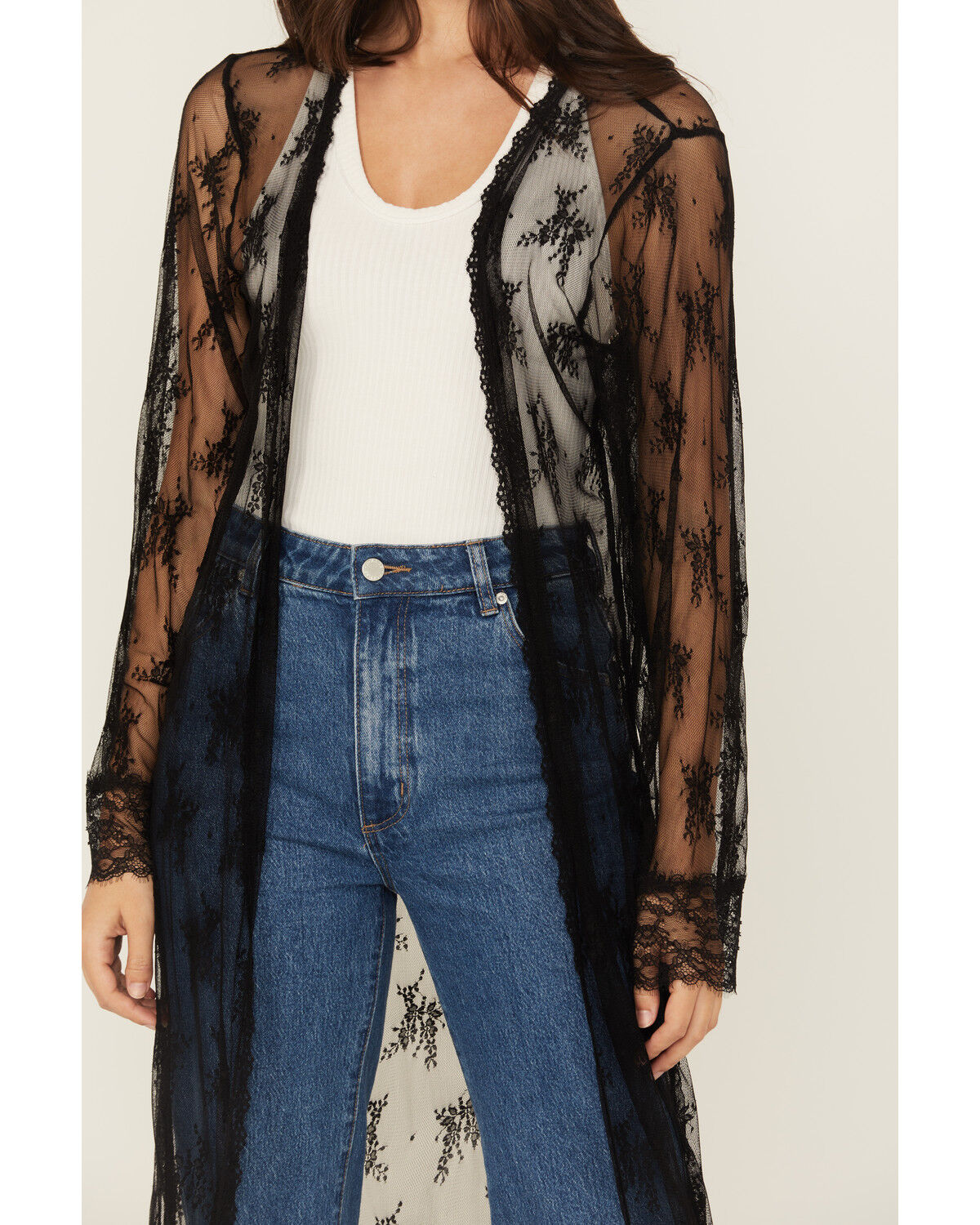 Beyond The Radar Women's Lace Long Sleeve Kimono