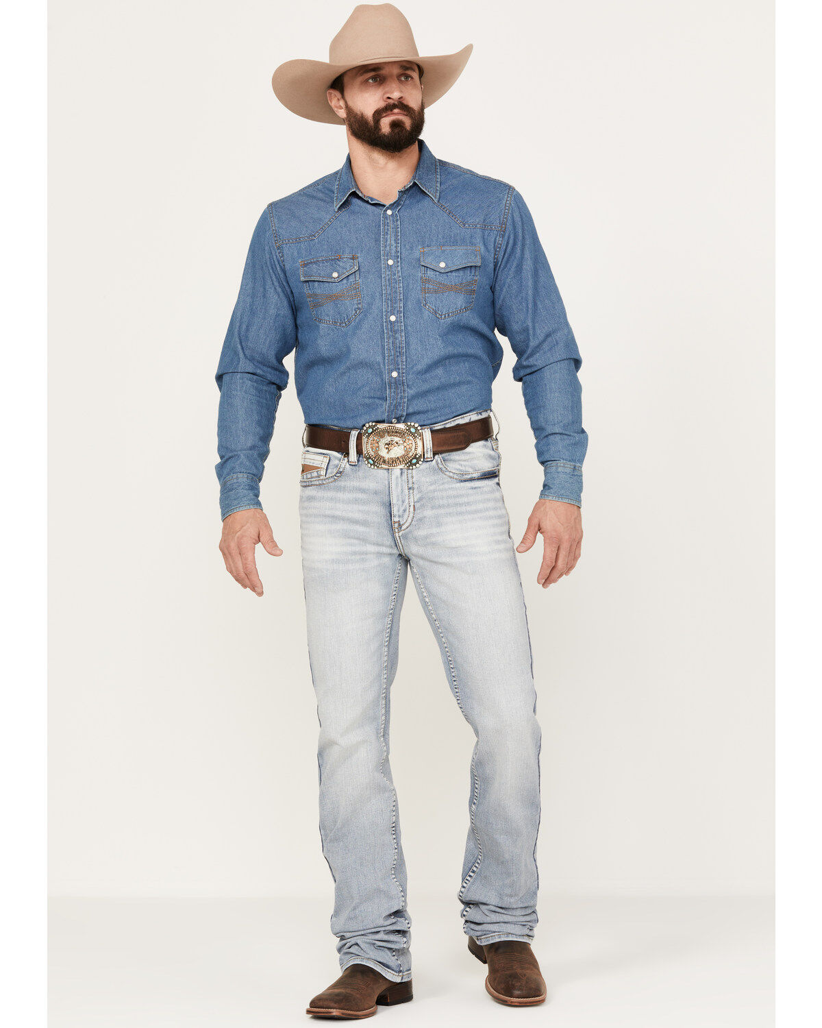 RANK 45® Men's Ringo Light Wash Stackable Straight Performance Stretch Denim Jeans