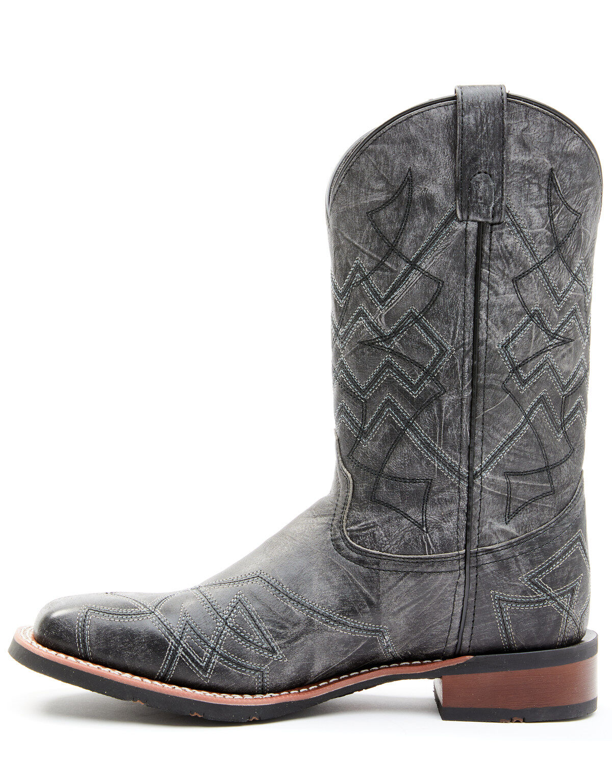 Laredo Men's Charcoal Geo Stitch Western Boots - Broad Square Toe