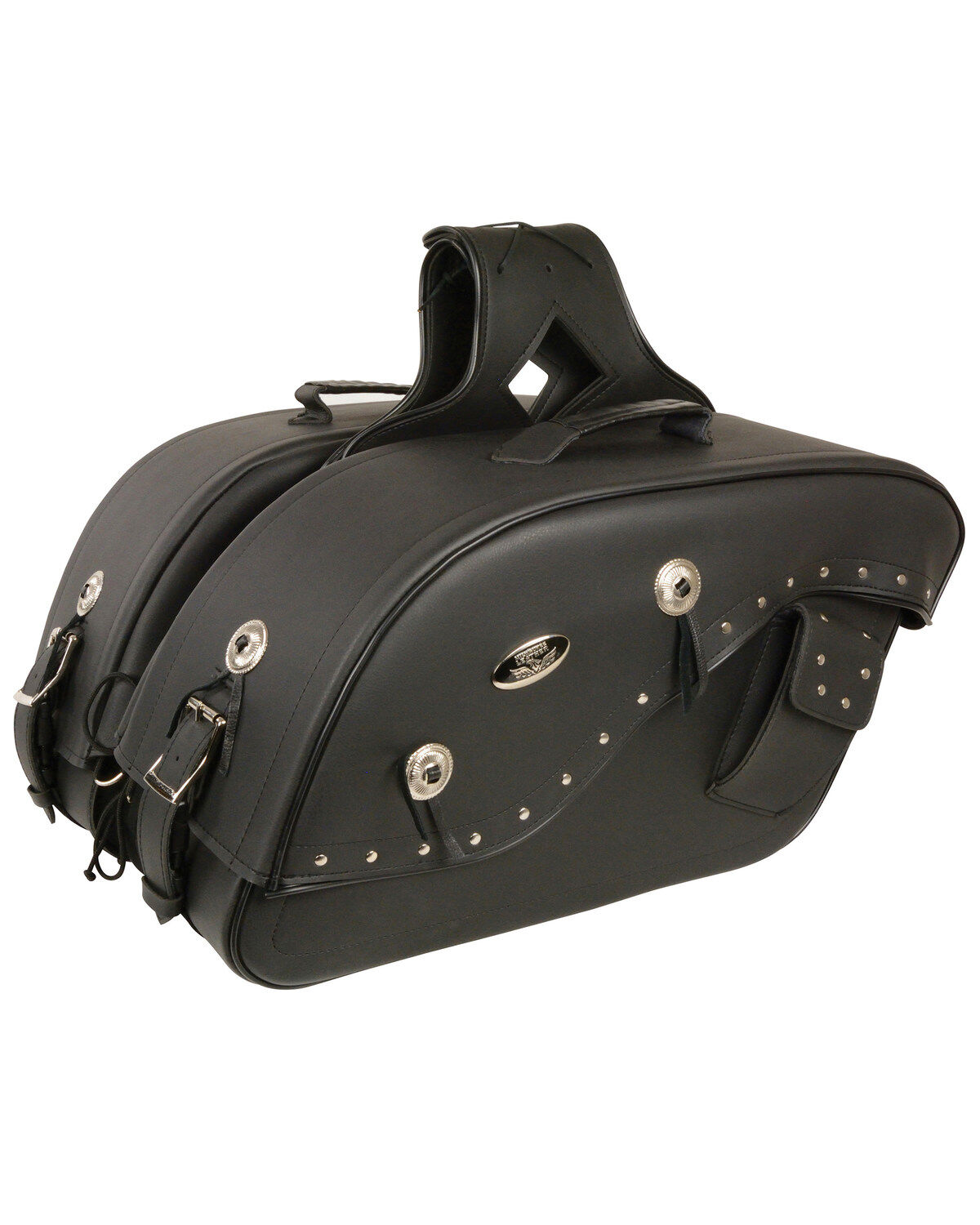 Milwaukee Leather Medium Cruiser Style Riveted Throw Over Saddle Bag