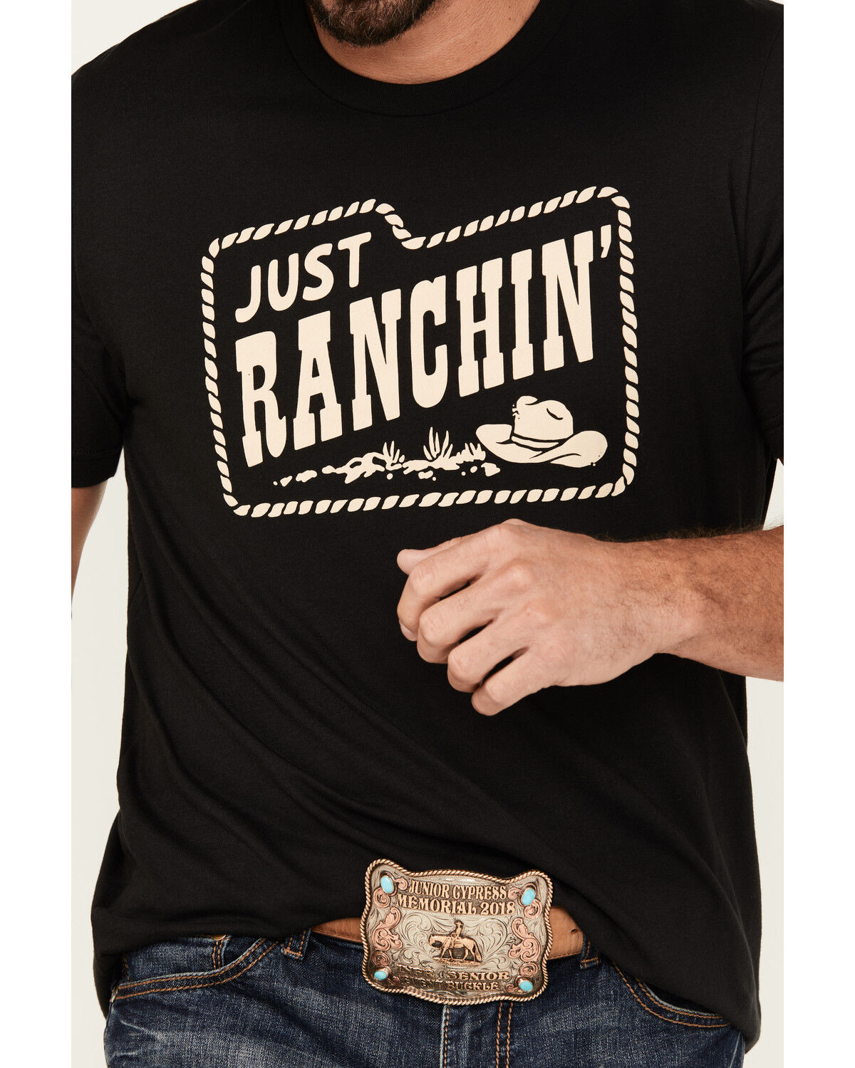 Rodeo Time Men's Just Ranchin' Short Sleeve Graphic T-Shirt