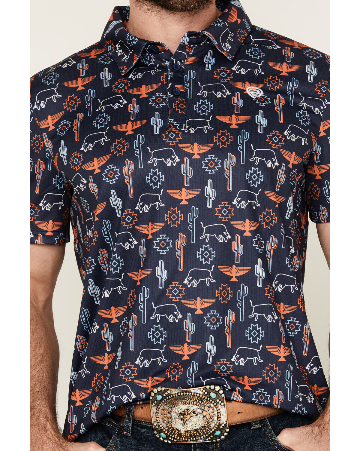 Rock & Roll Denim Men's Conversational Print Short Sleeve Polo Shirt