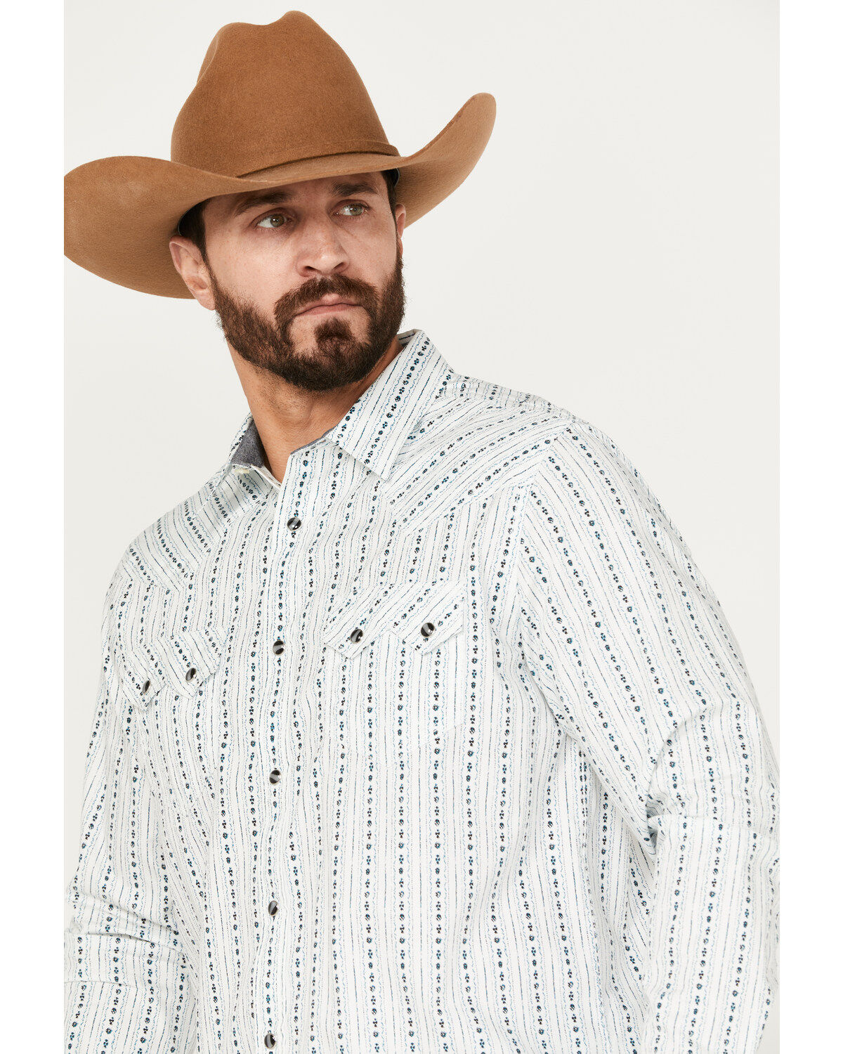 Moonshine Spirit Men's Elderflower Striped Long Sleeve Western Snap Shirt