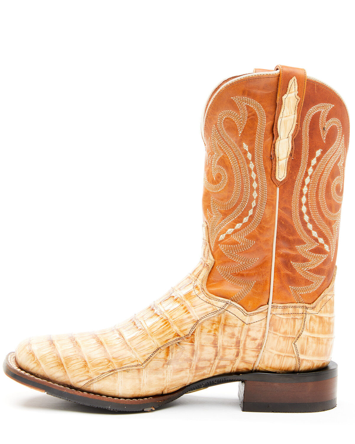 Dan Post Men's Tan Caiman Belly Western Boots - Broad Square Toe