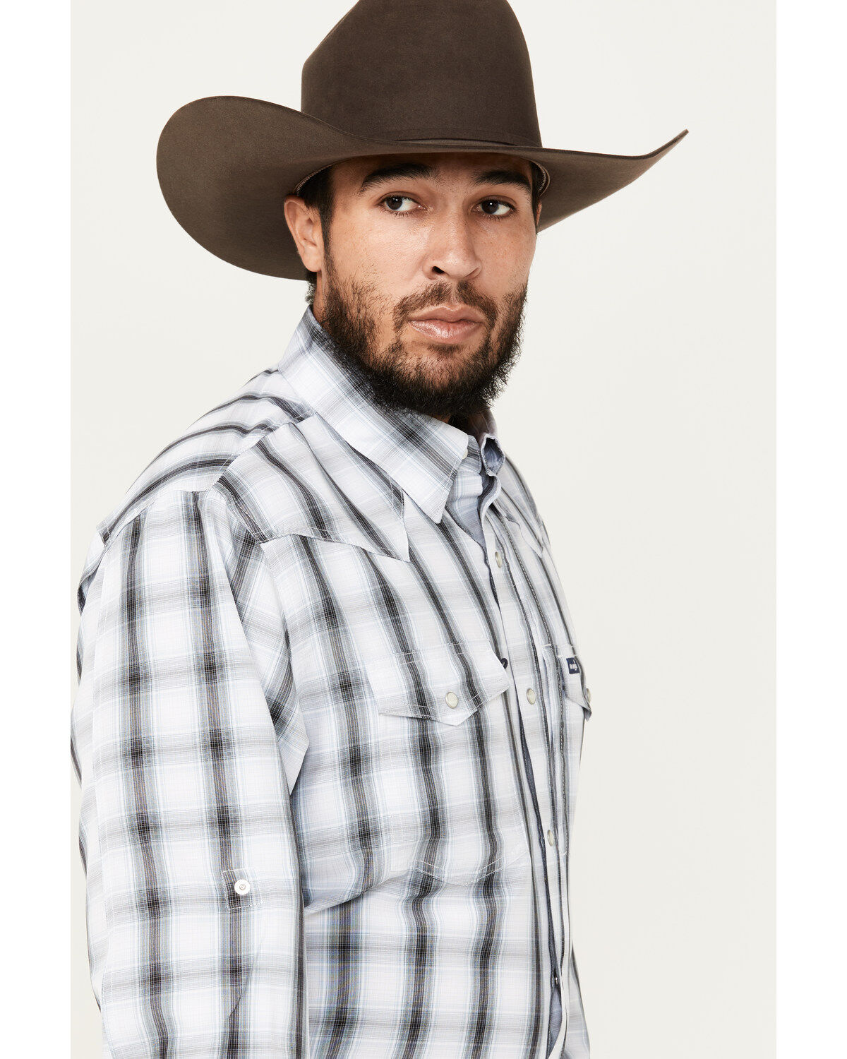 Wrangler Men's Plaid Print Long Sleeve Snap Western Performance Shirt