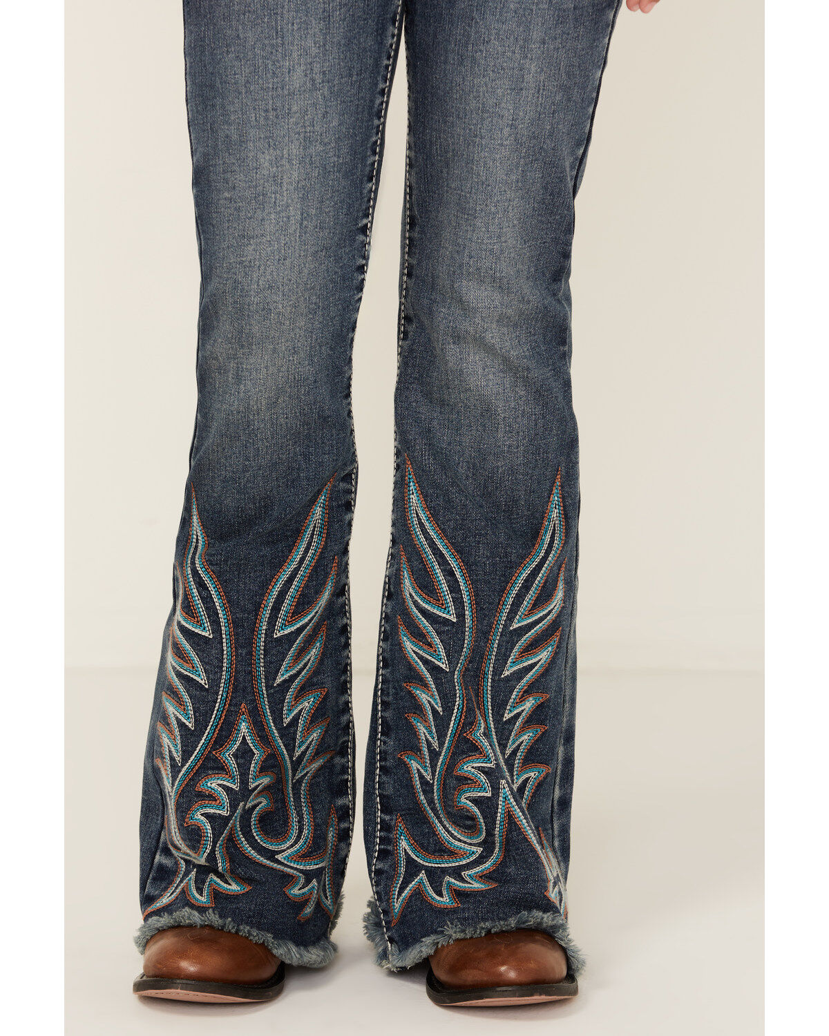 Shyanne Girls' Medium Wash Stitch Flare Stretch Denim Jeans