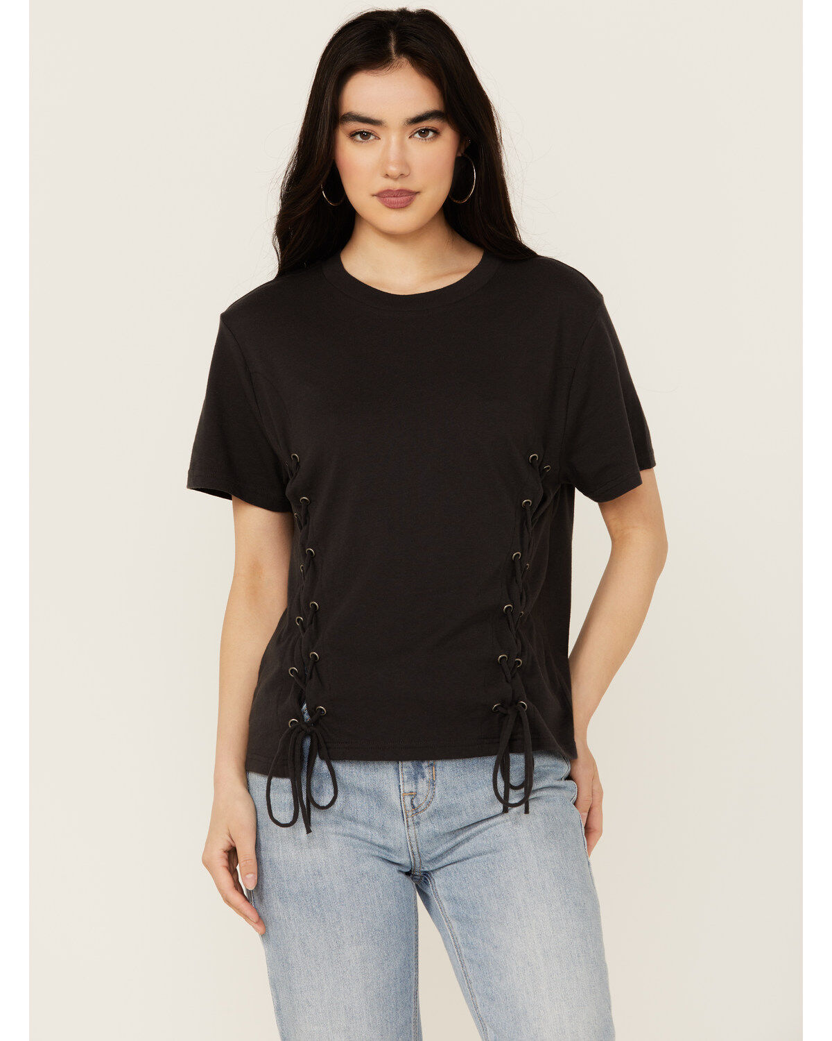 Blended Women's Side Grommet Short Sleeve Tee