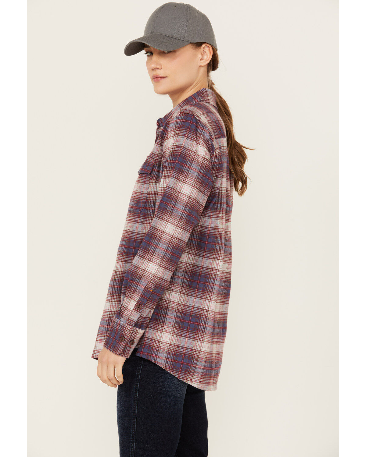 Ariat Women's Rebar Plaid Print DuraStretch Long Sleeve Button-Down Flannel Work Shirt