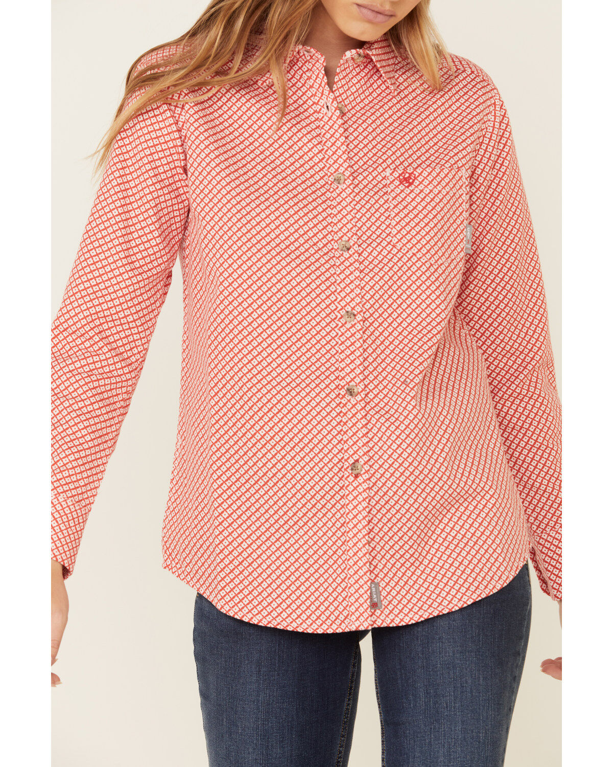 Ariat Women's Boot Barn Exclusive FR Sofia Geo Print Long Sleeve Button Down Work Shirt