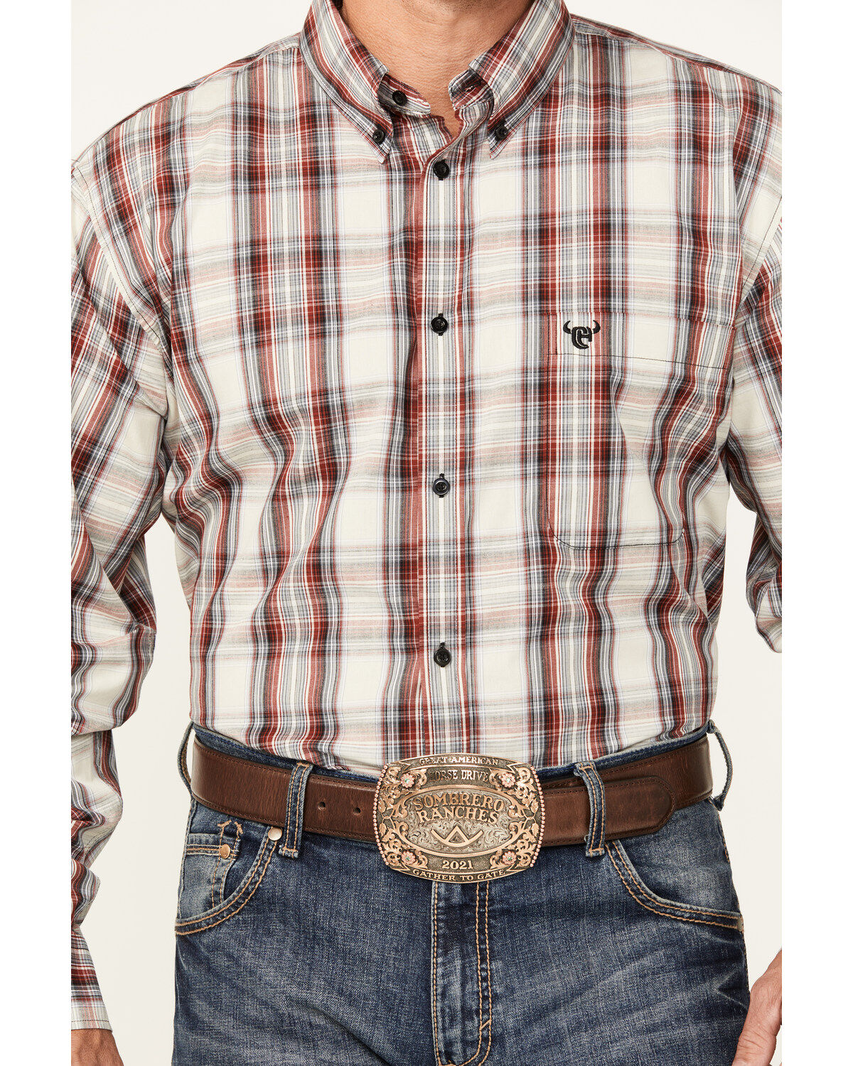 Cowboy Hardware Men's Dutton Plaid Print Long Sleeve Button-Down Western Shirt