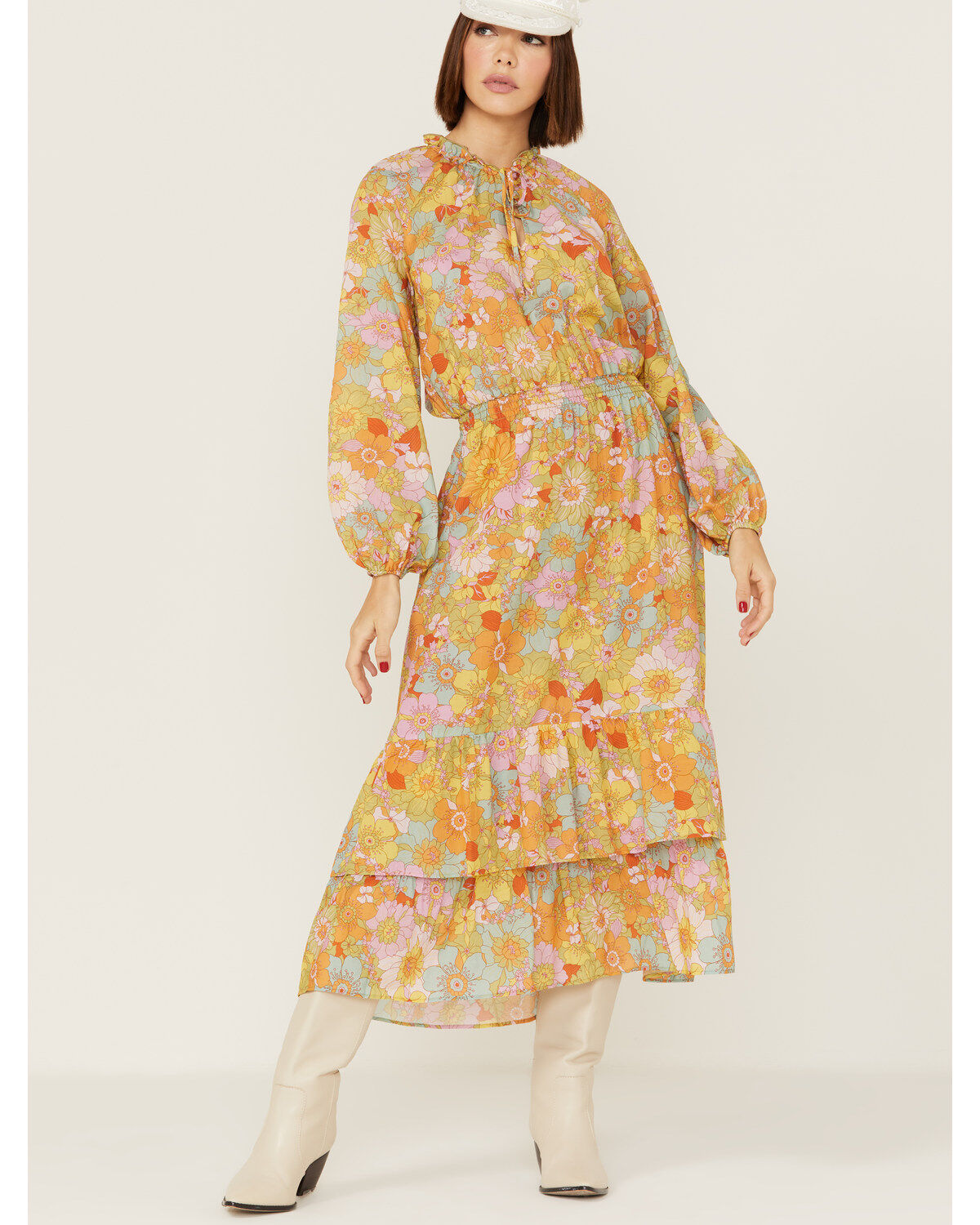 Show Me Your Mumu Women's Cait Midi Groovy Blooms Midi Dress