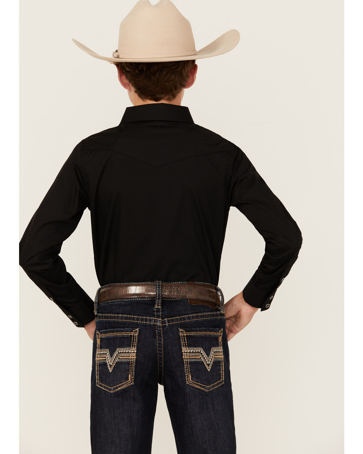 Gibson Trading Co Boys' Solid Long Sleeve Pearl Snap Western Shirt