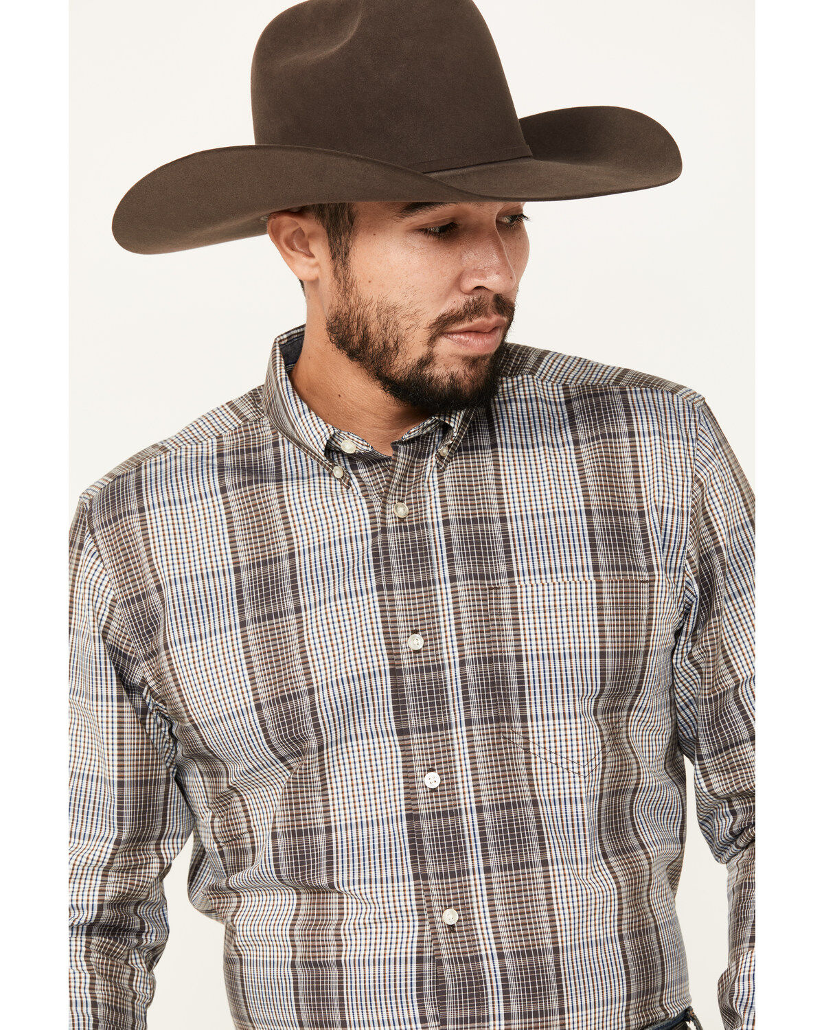 Cody James Men's Fiesta Plaid Print Long Sleeve Button-Down Western Shirt