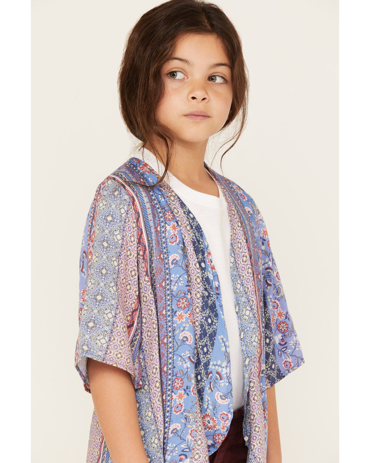 Joseph Studio Girls' Border Print Long Kimono
