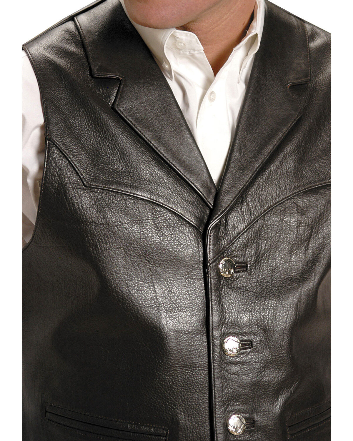 Roper Men's Nappa Notched Collar Leather Vest - Big & Tall